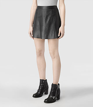 Womens Sens Leather Skirt (Black) - product_image_alt_text_3