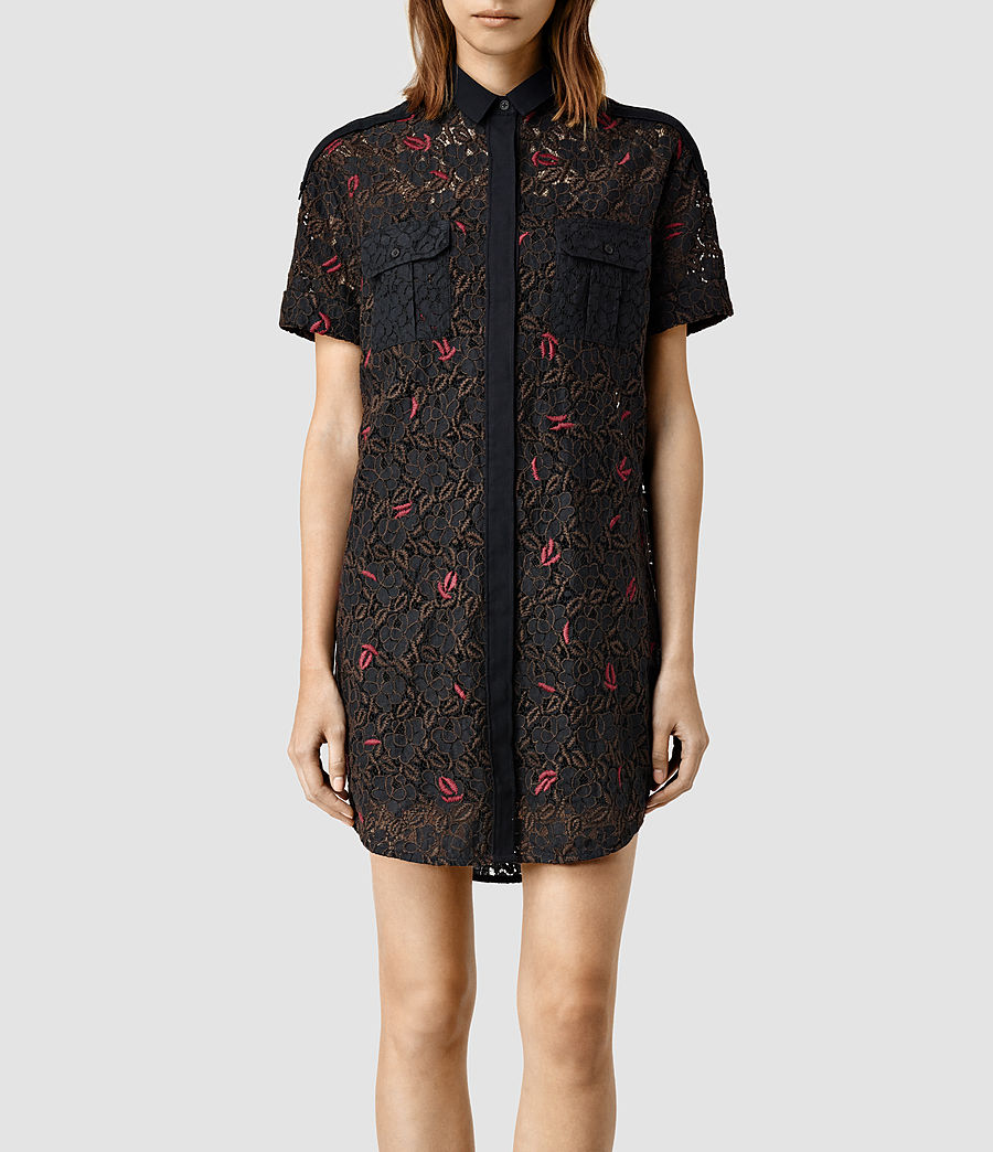 Womens Leela Embroidered Shirt Dress (Black) - product_image_alt_text_1