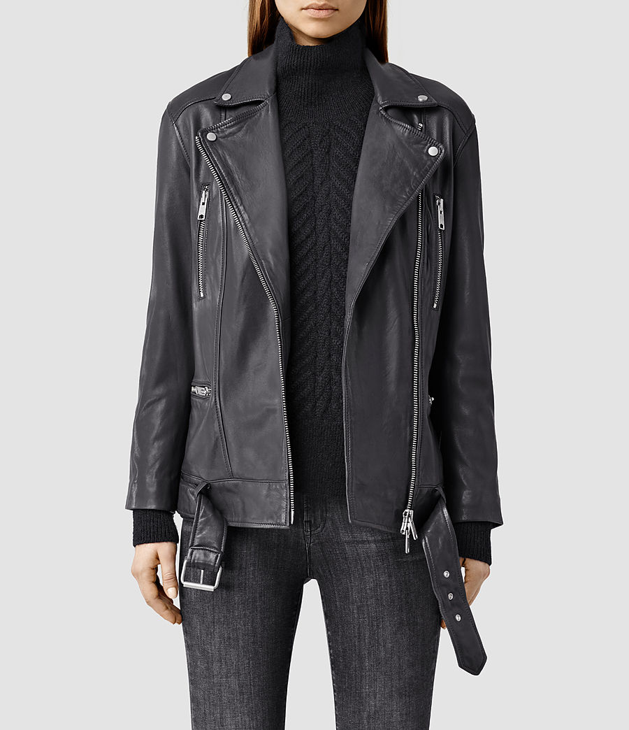 Womens Laurel Leather Biker Jacket (Black) - product_image_alt_text_1