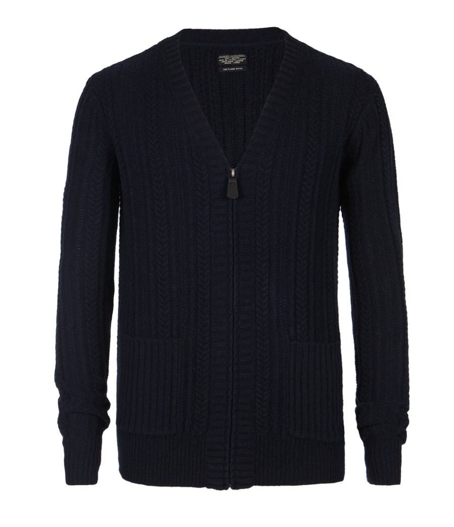 Shetland Zip Cardigan, Men, Knitwear, AllSaints Spitalfields