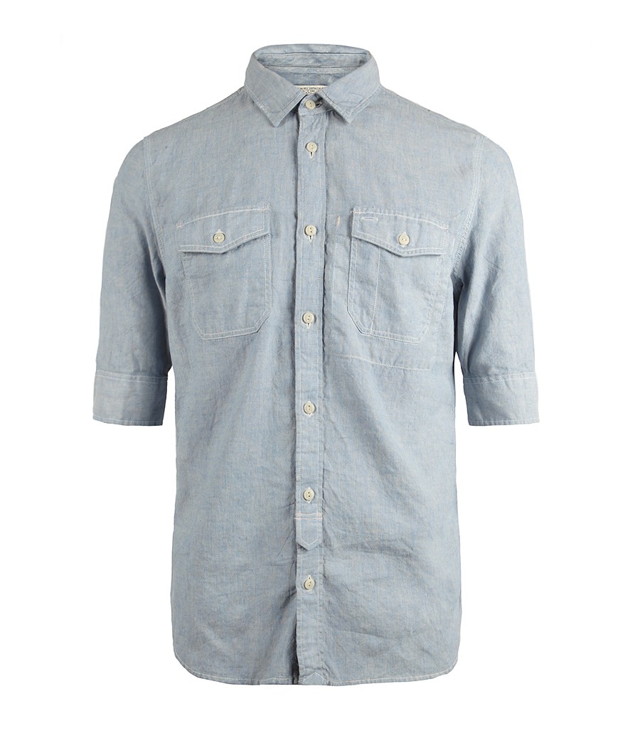 Concrete Half Sleeved Shirt, Men, Shirts, AllSaints Spitalfields