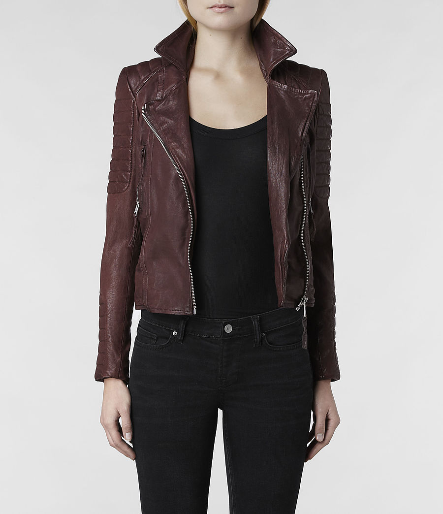 Oxblood Biker Jacket, Women, Leather, AllSaints Spitalfields