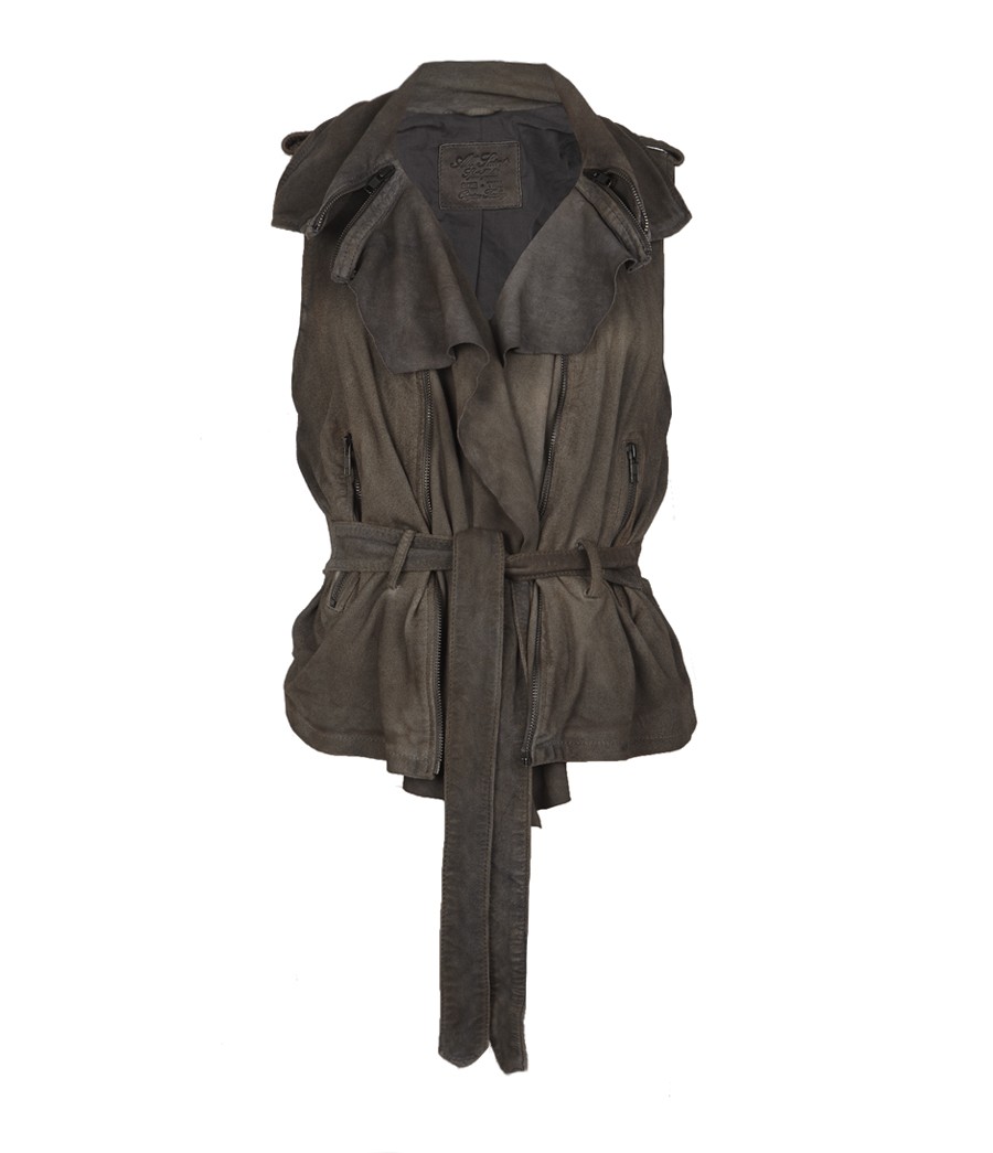 Fury Gilet, Women, Leather, AllSaints Spitalfields