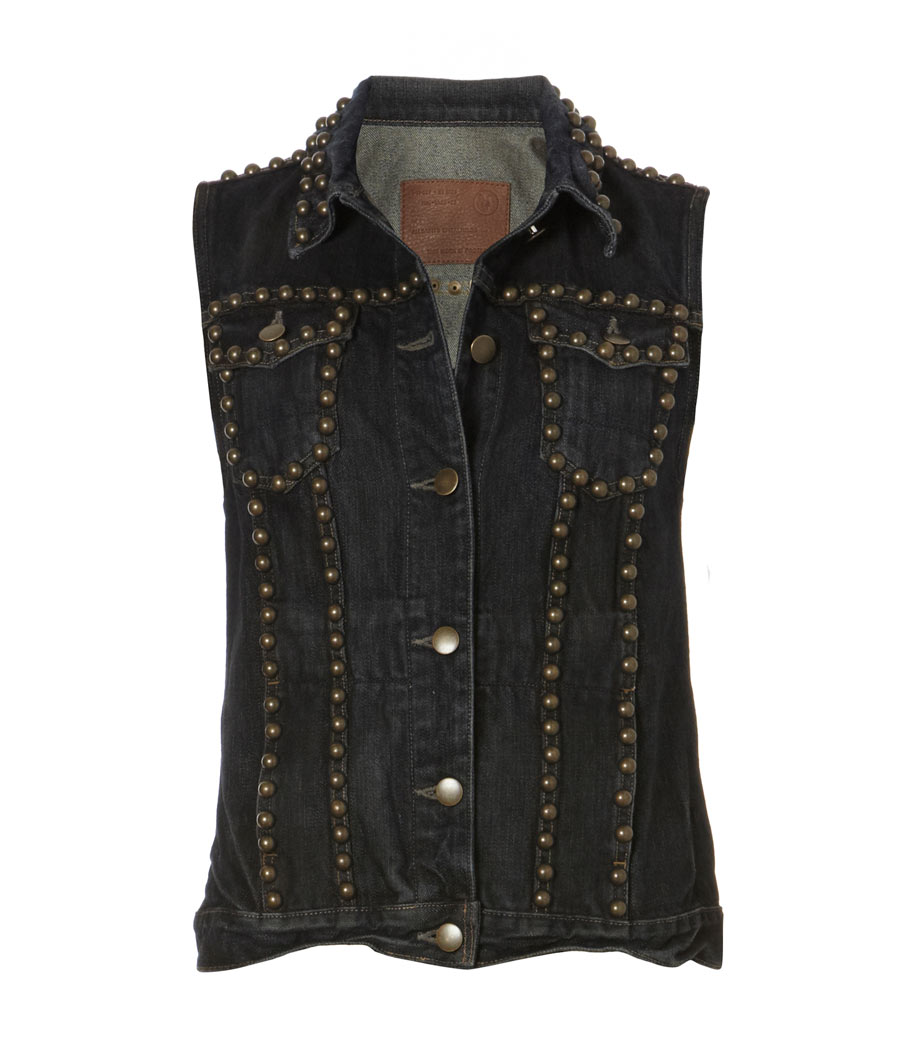 Studded Denim Gilet, Women, Denim, AllSaints Spitalfields