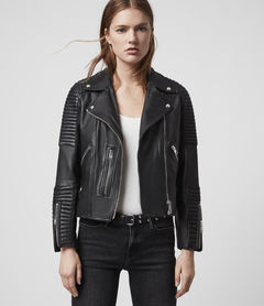 ALLSAINTS UK: Womens Estella Leather Biker Jacket (black)