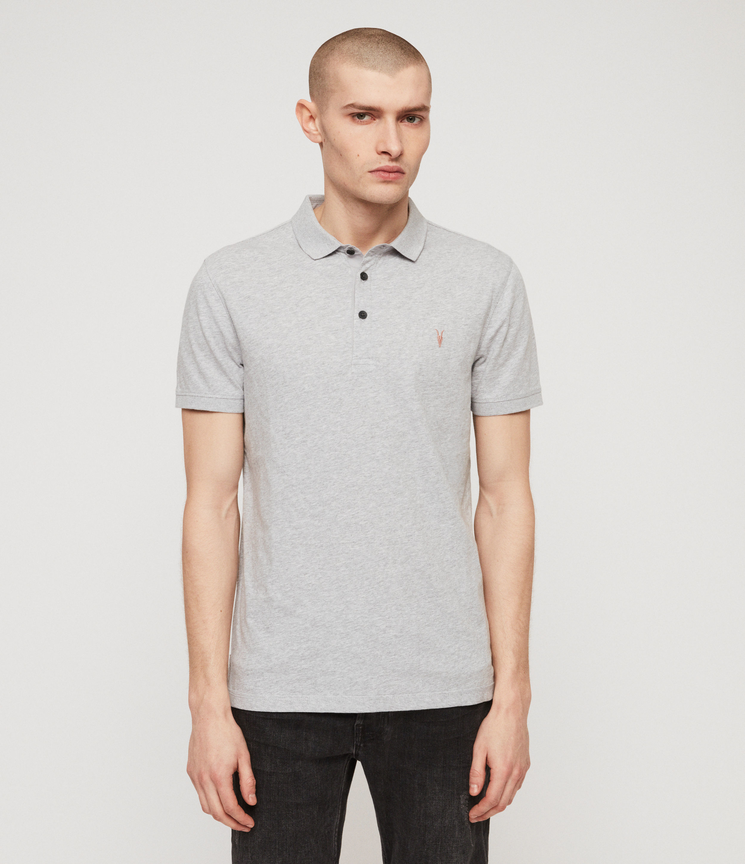 Allsaints Cooper Polo Shirt In Gray