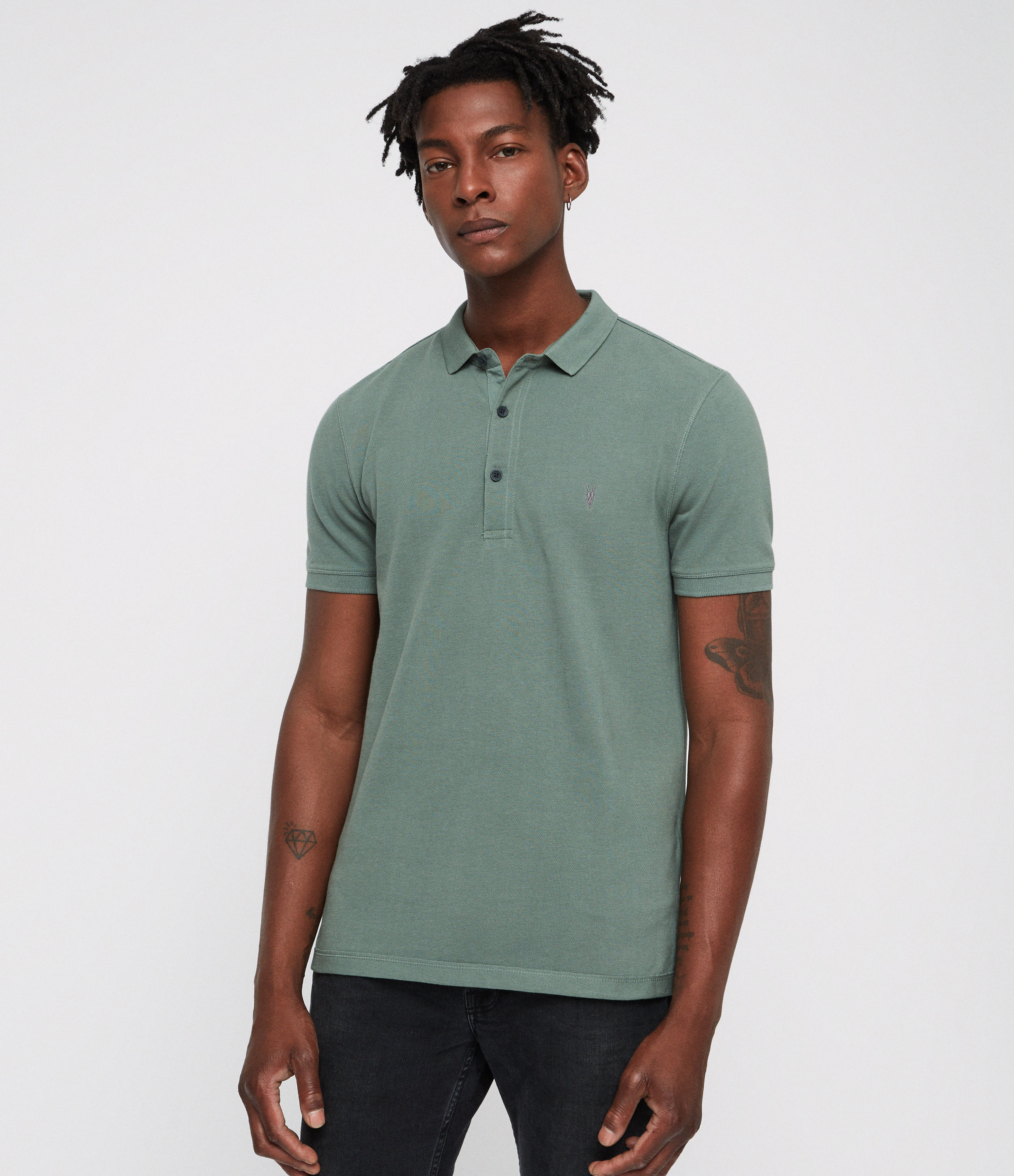 Allsaints Reform Polo Shirt In Green