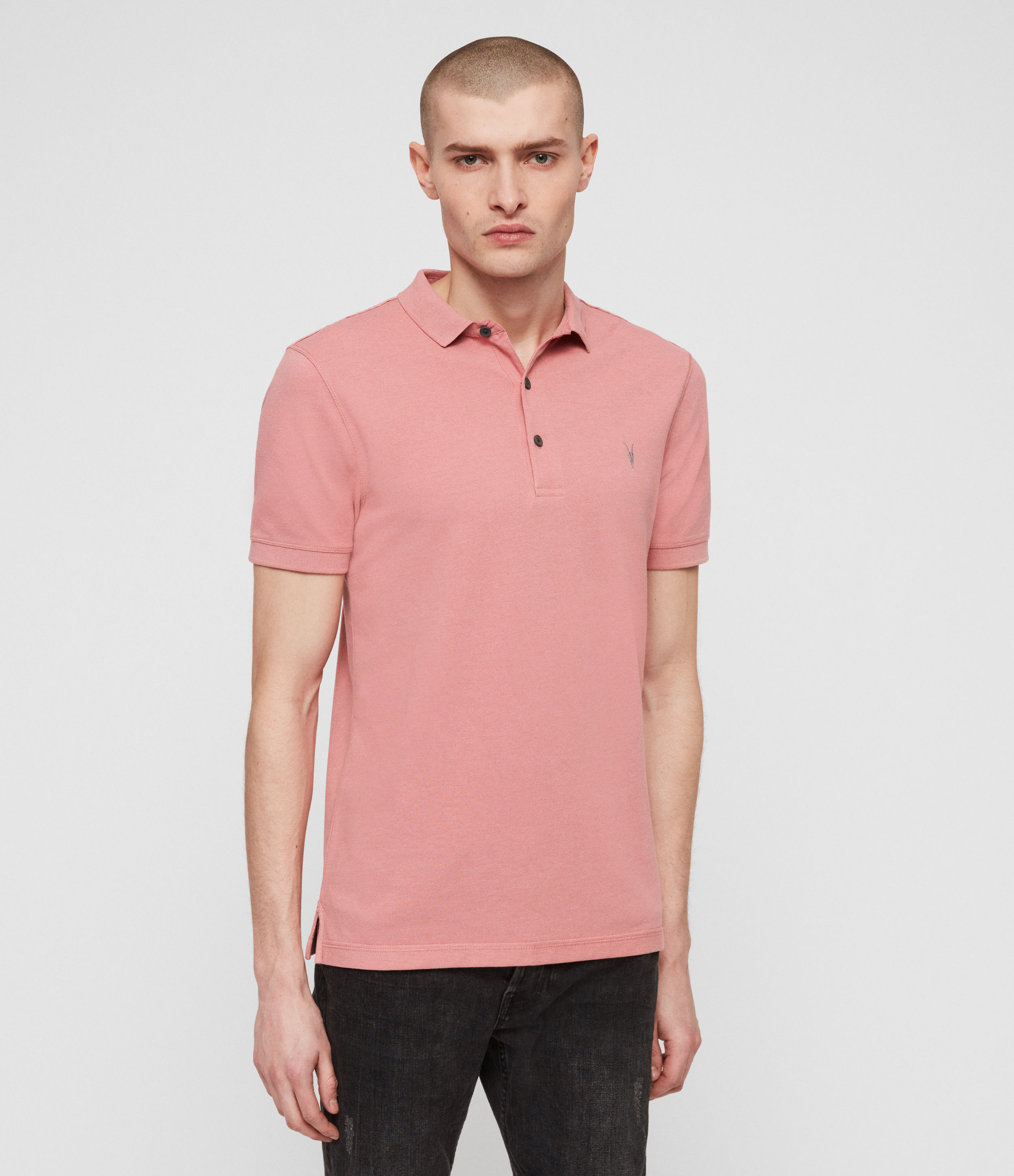 Allsaints Reform Short Sleeve Polo Shirt In Pink