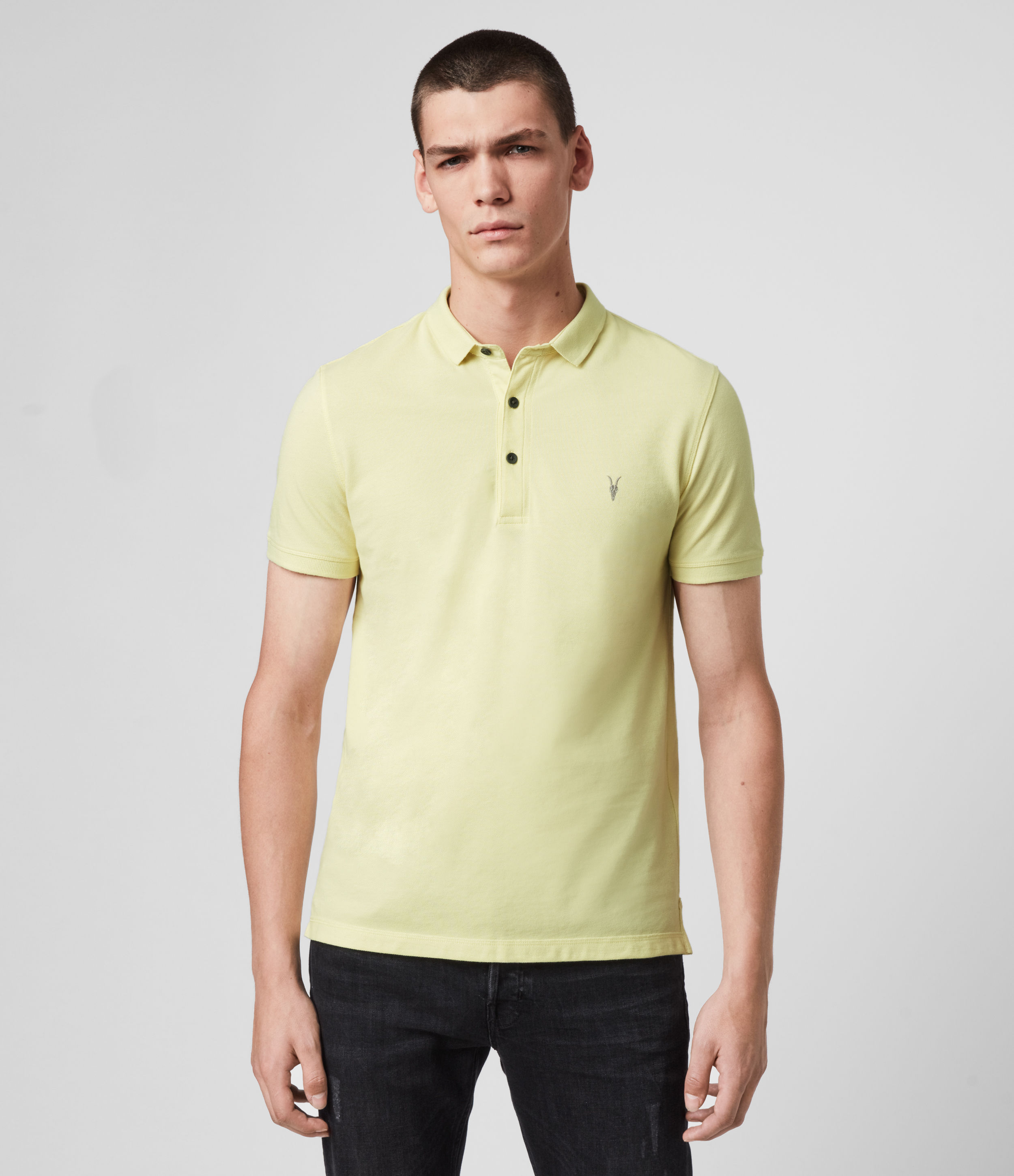 Allsaints Reform Short Sleeve Polo Shirt In Yellow