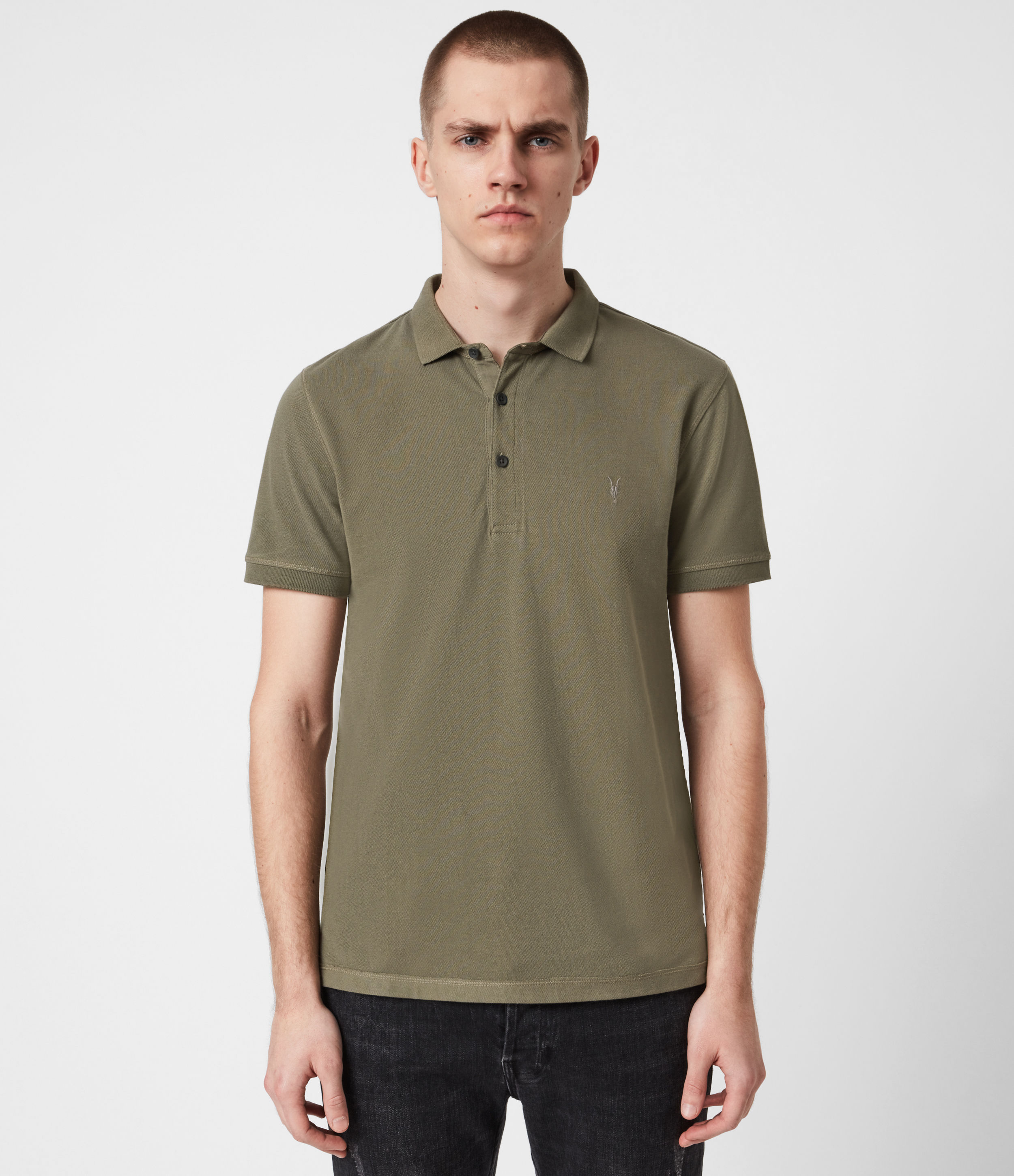 Allsaints Men's Cotton Slim Fit Reform Short Sleeve Polo Shirt In Parlour Green