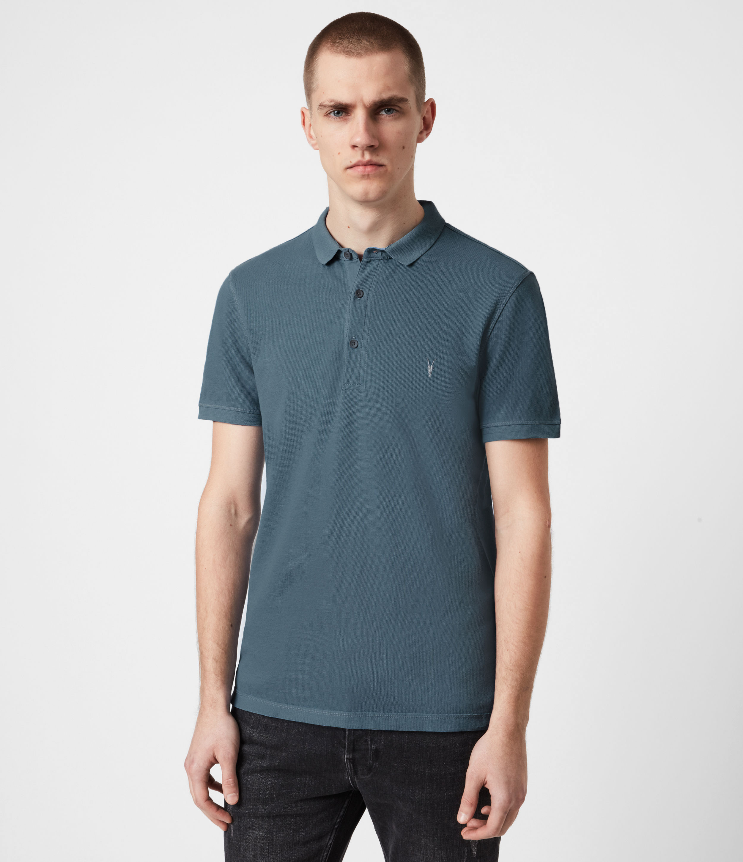 Allsaints Men's Reform Short Sleeve Polo Shirt In Horizon Blue