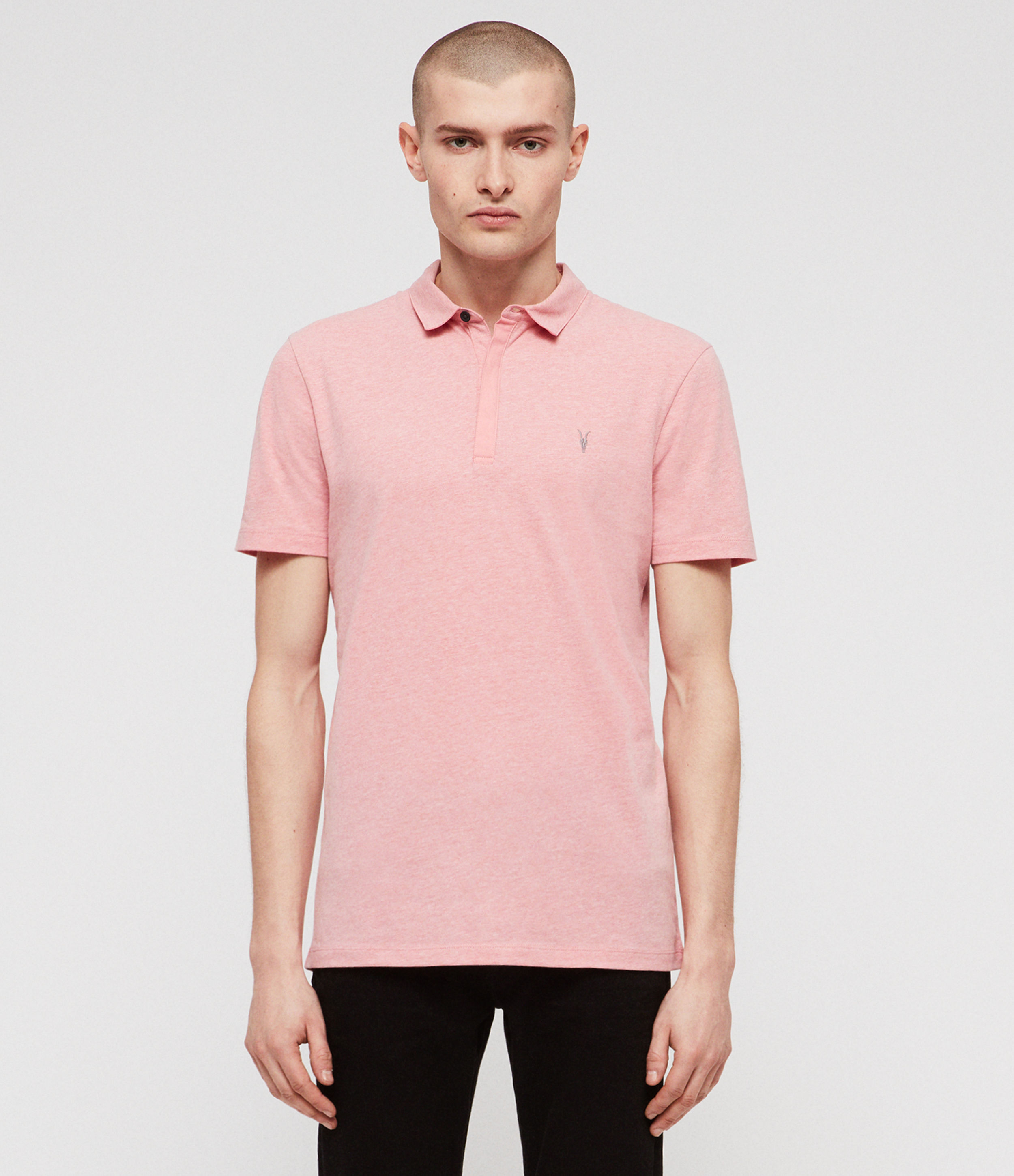 Allsaints Brace Short Sleeve Polo Shirt In Pink
