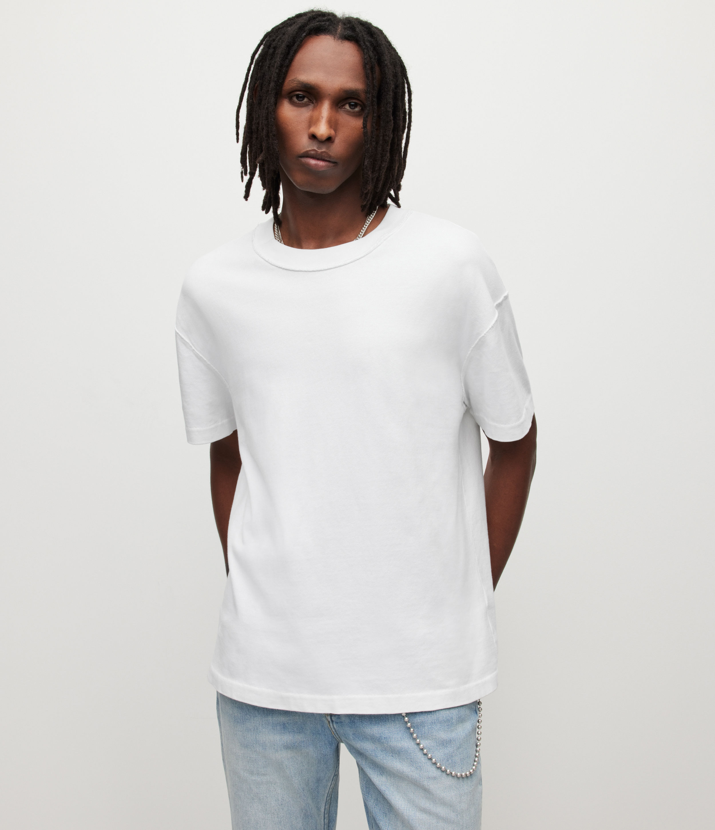 AllSaints Men’s Isac Crew T-Shirt, Optic White, Size: XS