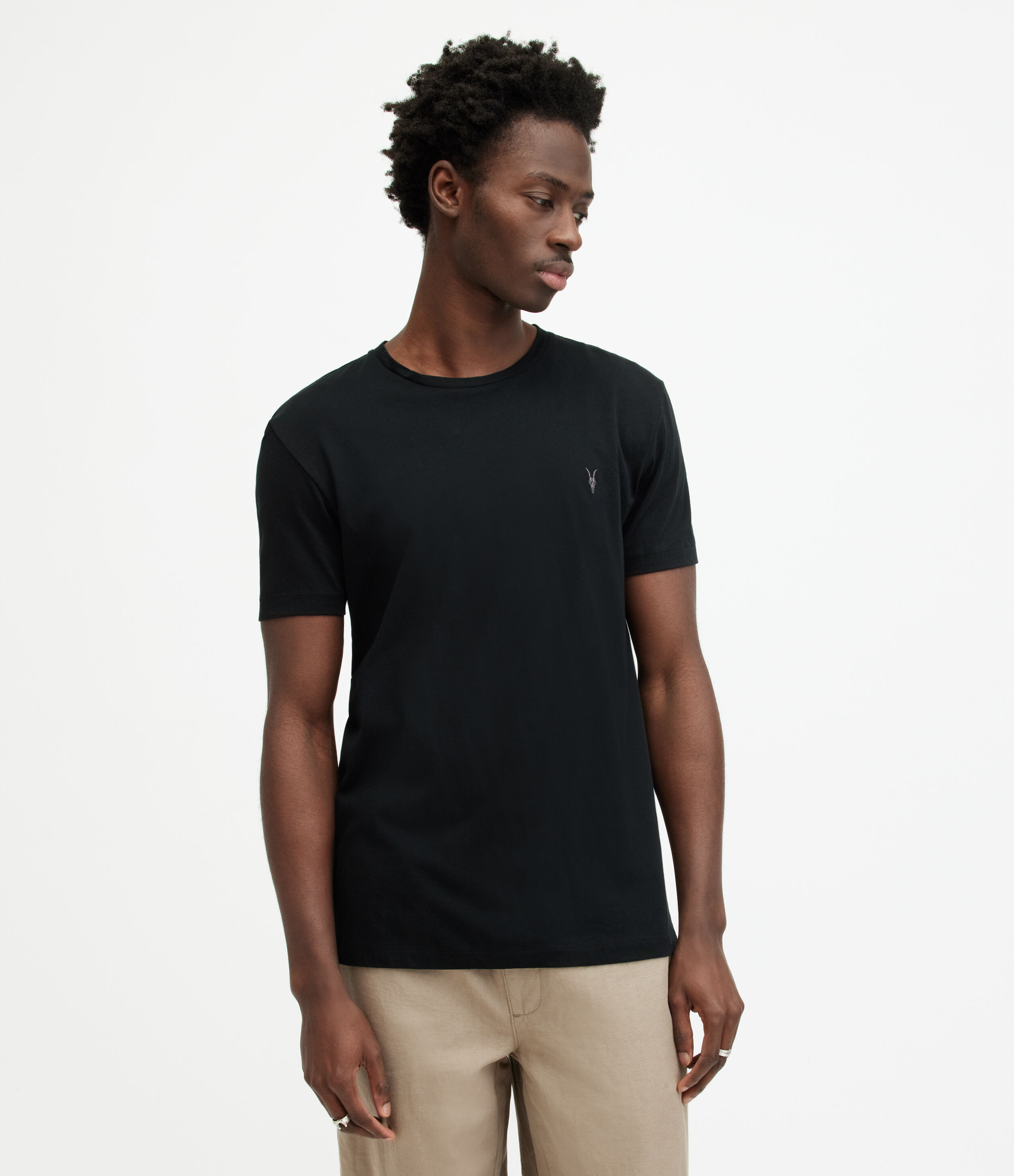 AllSaints Men's Cotton Slim Fit Regular Tonic Pullover Crew Neck T-Shirt, Black, Size: XXL