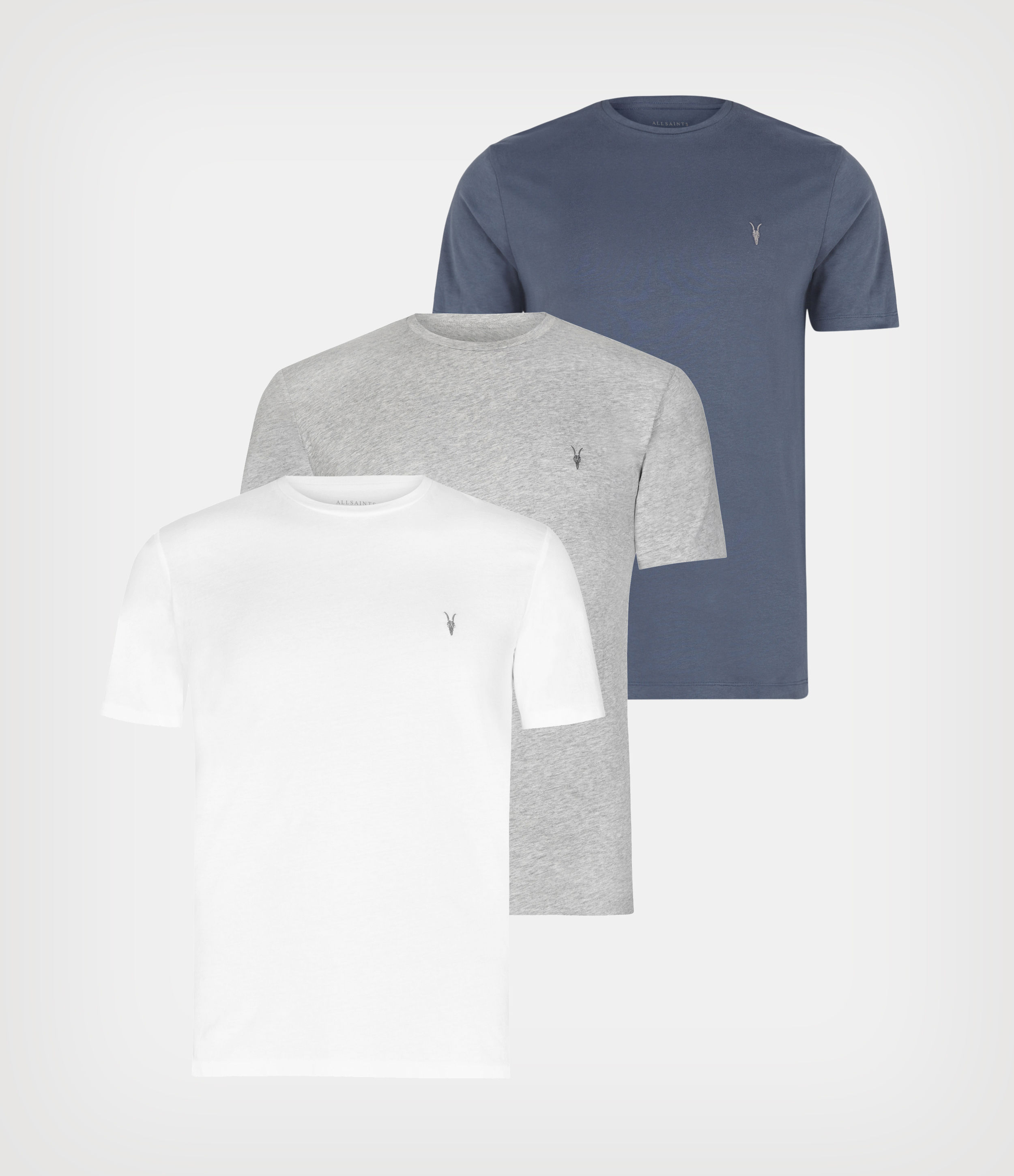 AllSaints Men's Brace Crew 3 Pack T-Shirts, Stormy/opt/grey ML, Size: XL