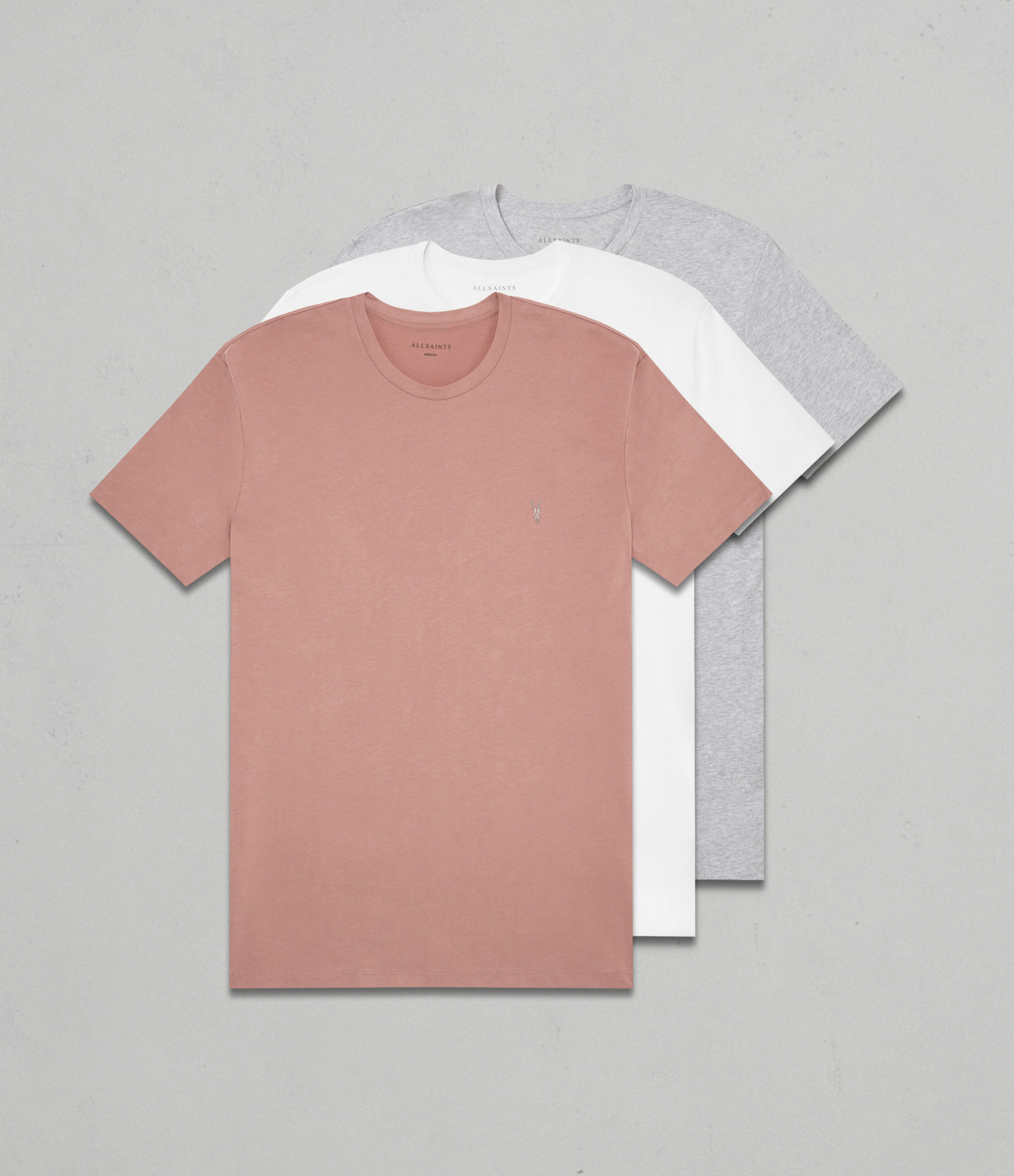 Allsaints Men's Brace Tonic Crew T-shirt 3 Pack In Pink