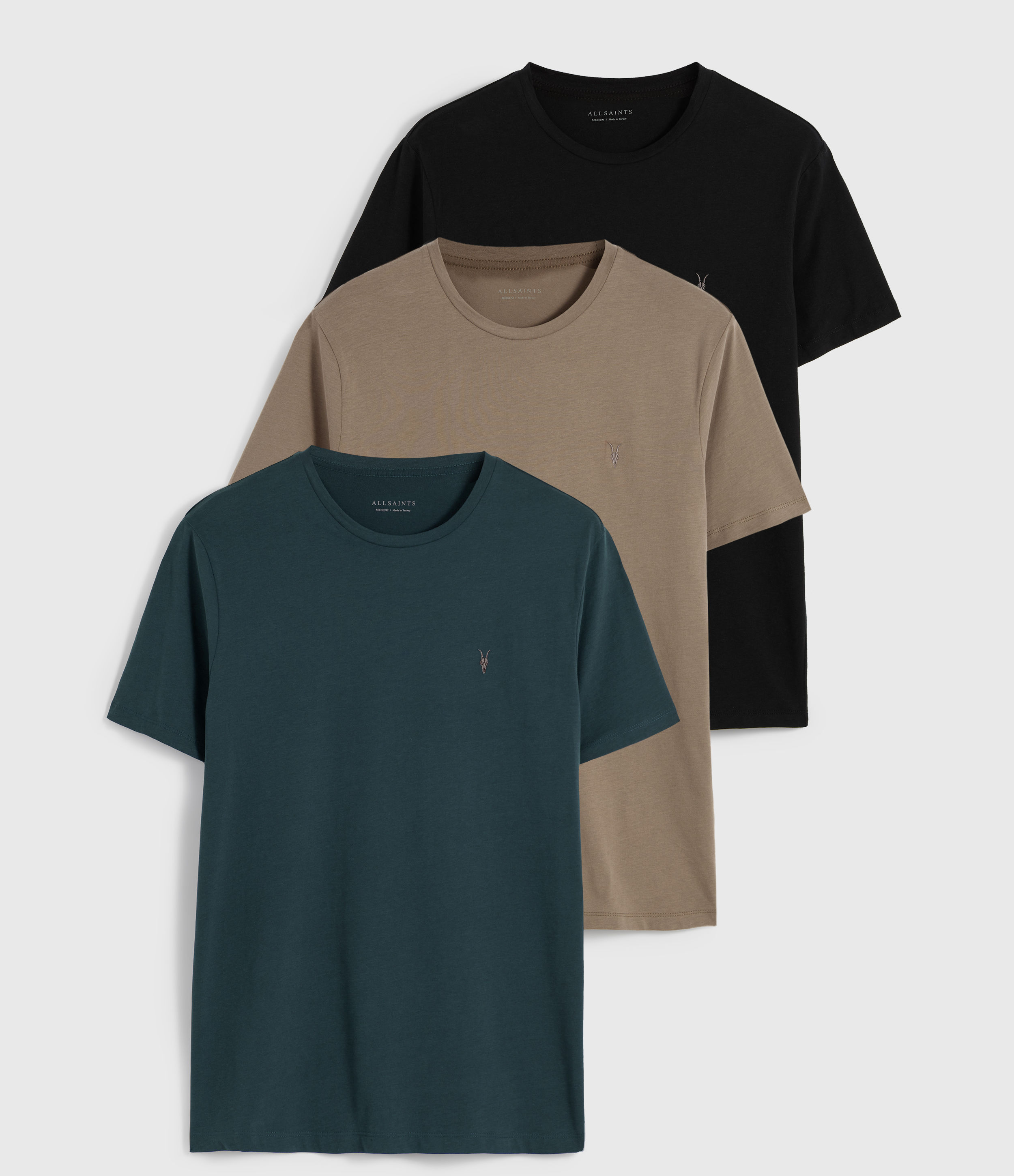Allsaints Brace Tonic 3 Pack T-shirts In Brown