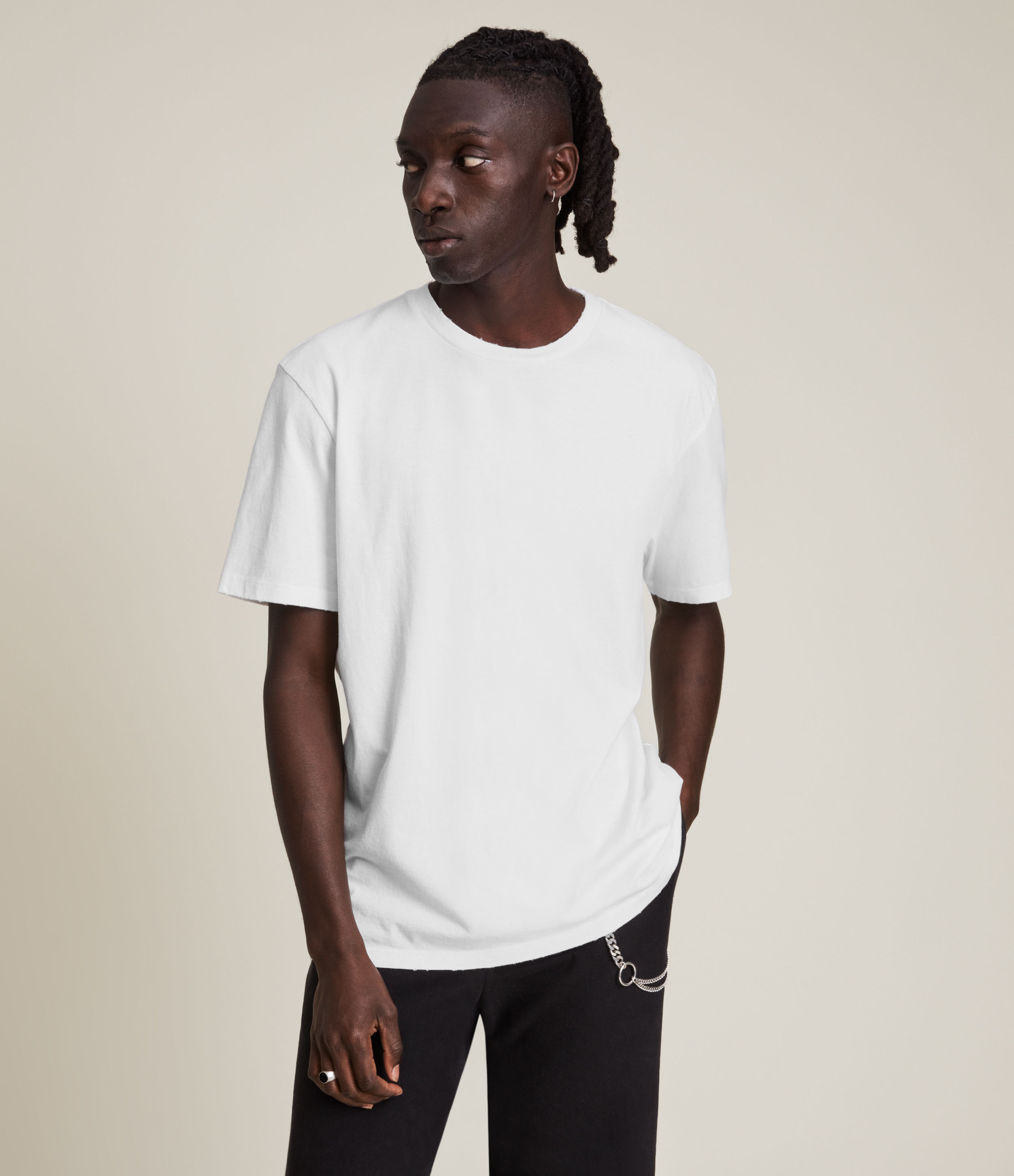 AllSaints Men's Bodhi Crew T-Shirt, Optic White, Size: XXL