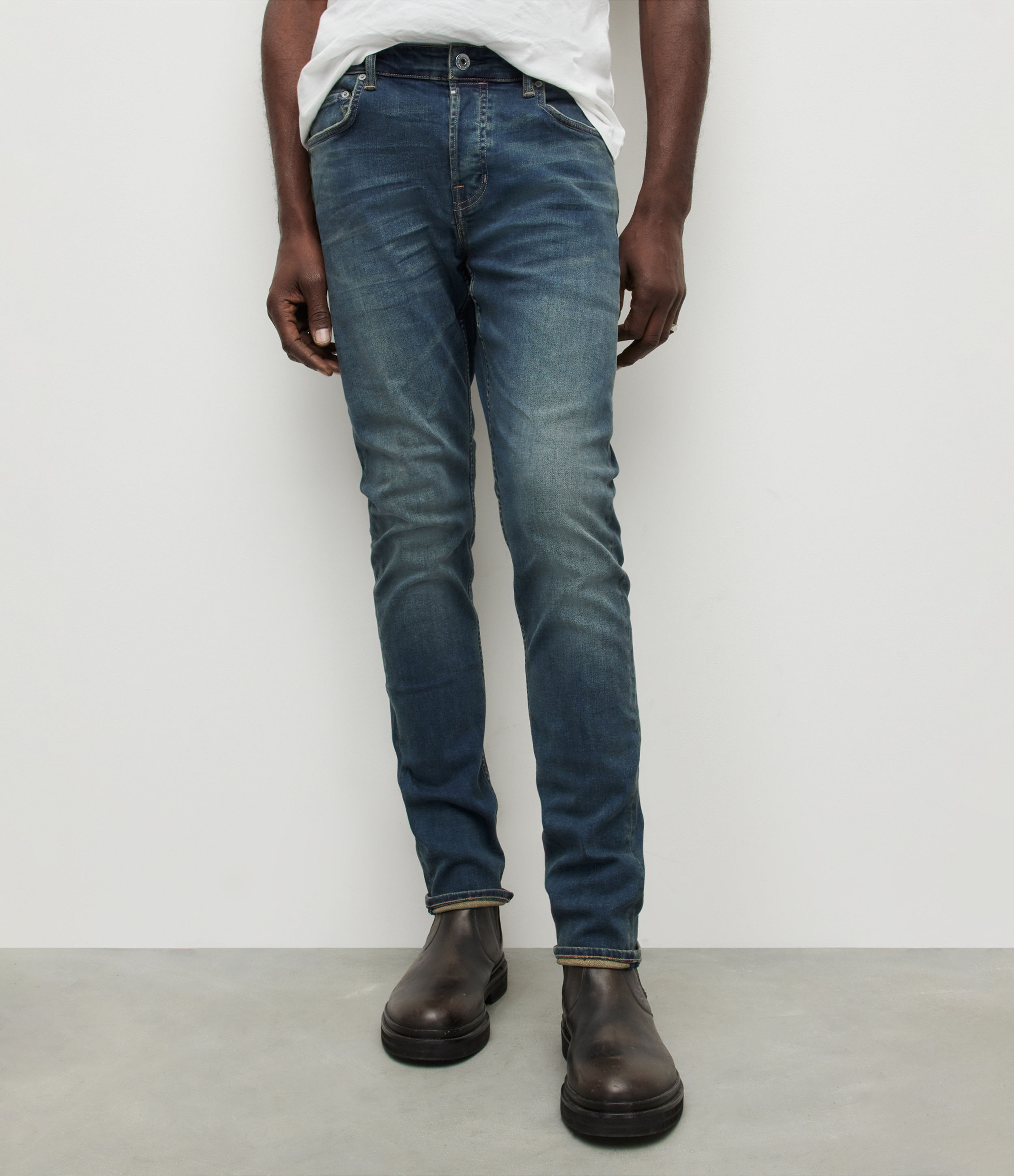 AllSaints Men’s Ronnie Extra Skinny Jeans, Indigo, Size: 38