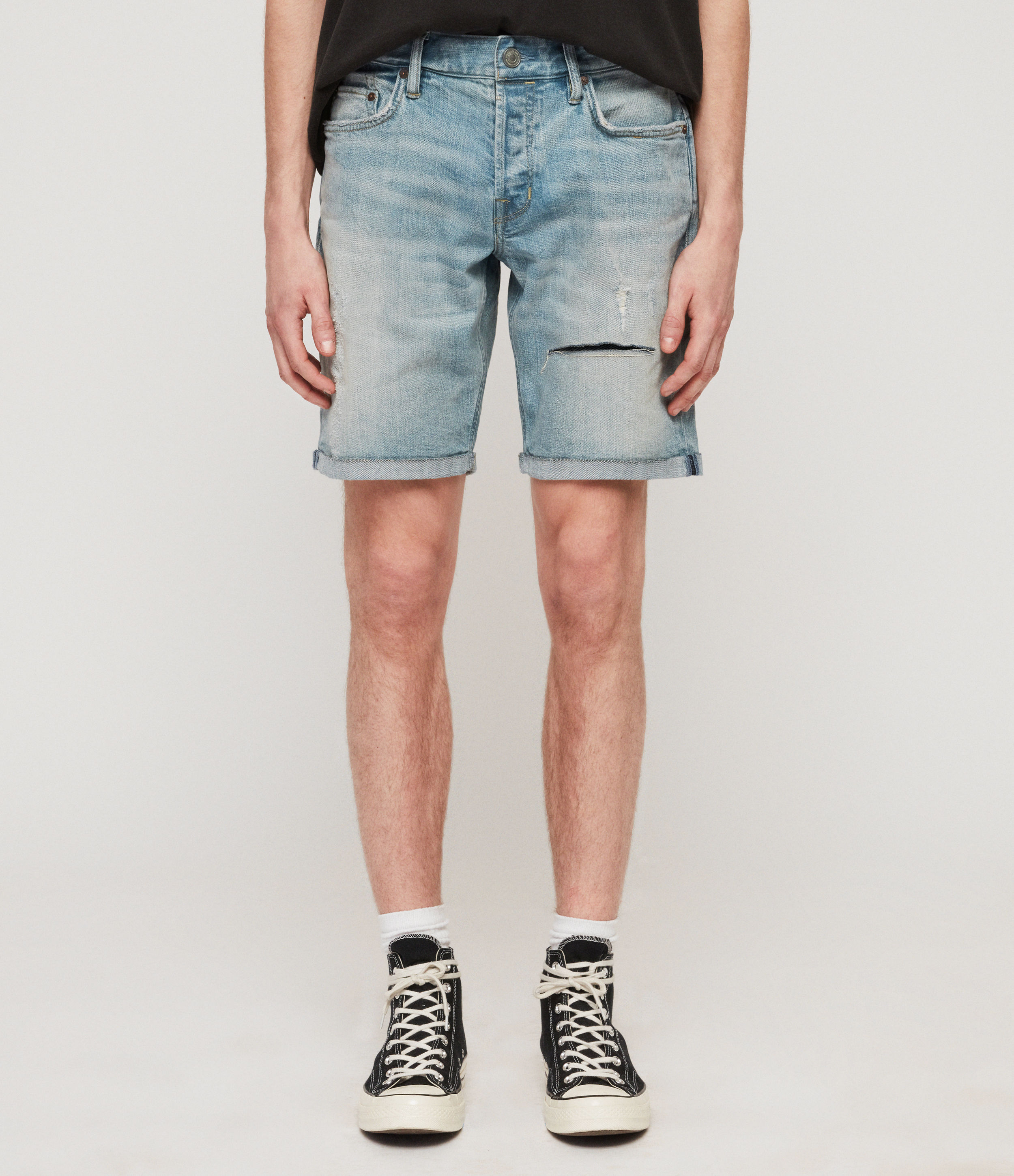 mens light jean shorts