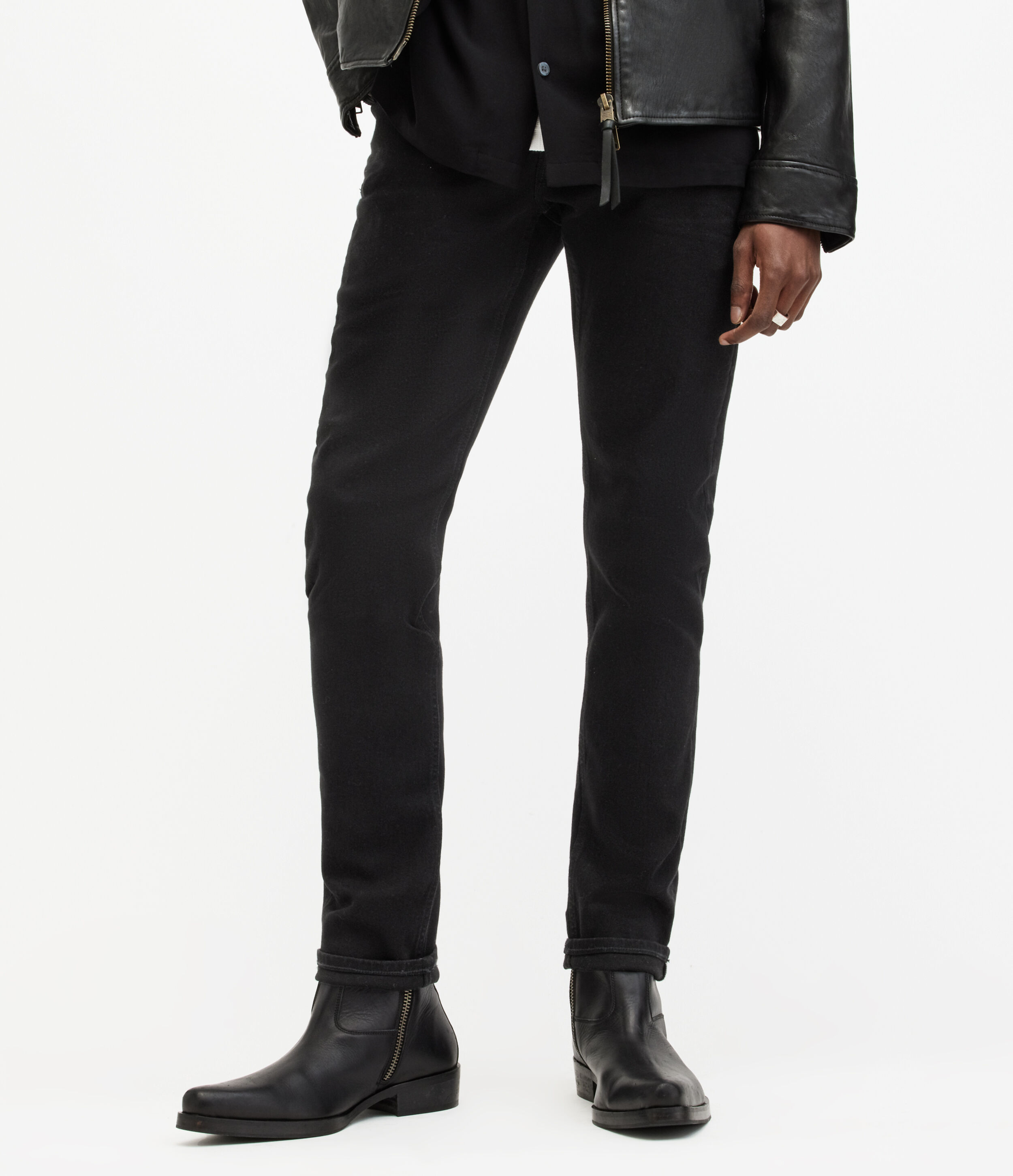 AllSaints Men’s Rex Slim Jeans, Jet Black, Size: 28/L30