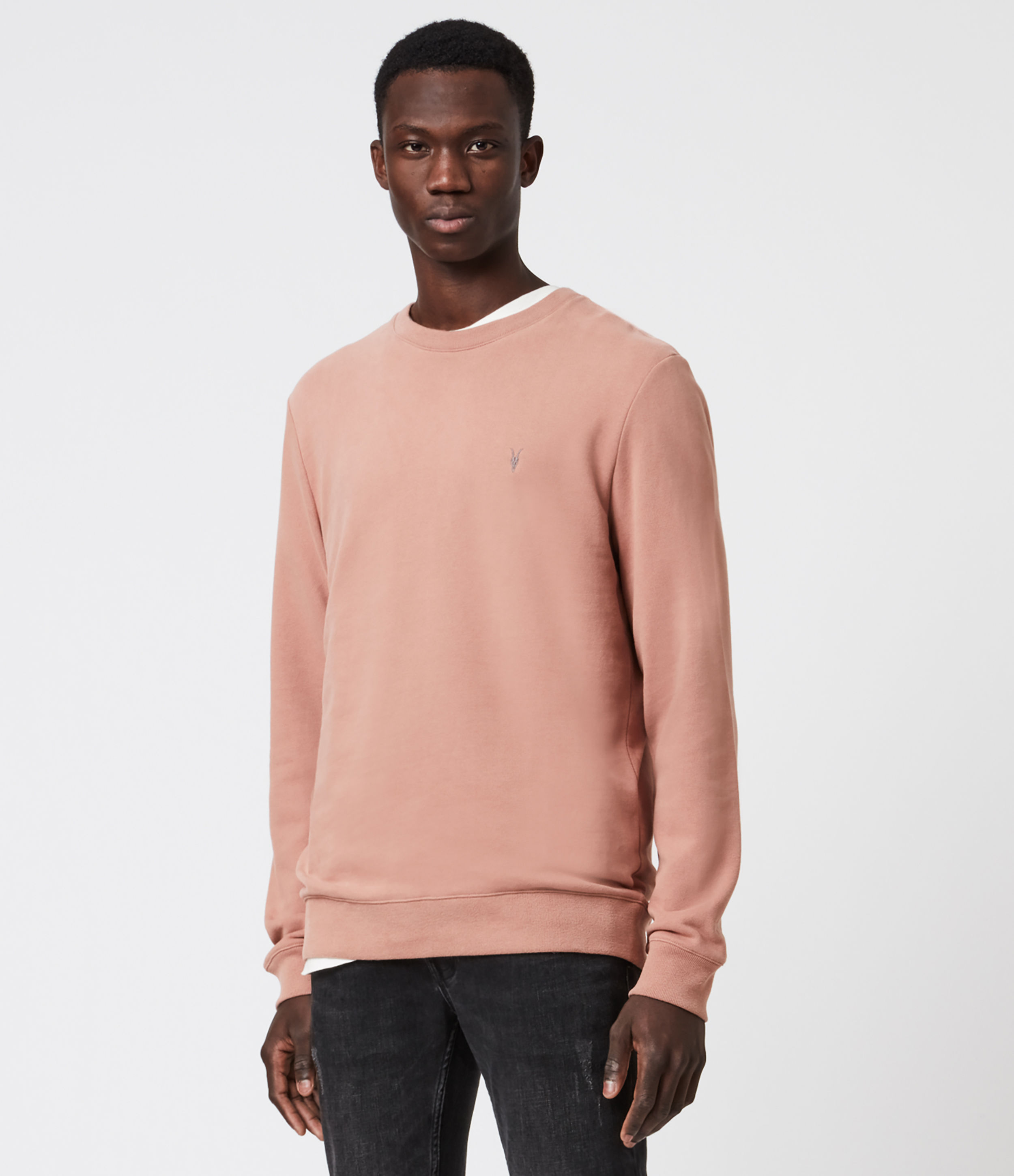 Allsaints Raven Crew In Baked Clay Pink