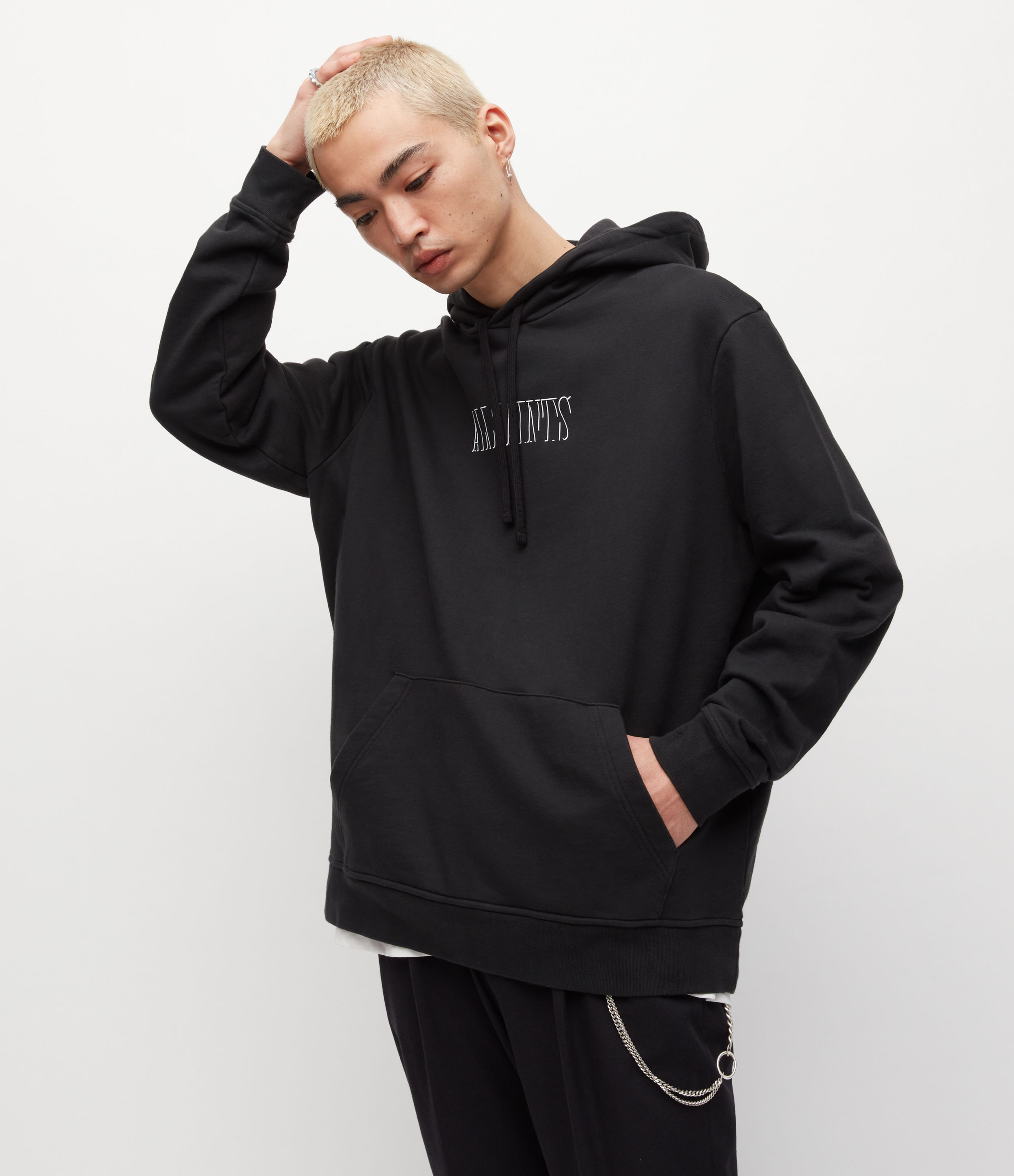 Image of AllSaints Shadow Oth Hoodie Mens Jet Black Size: S