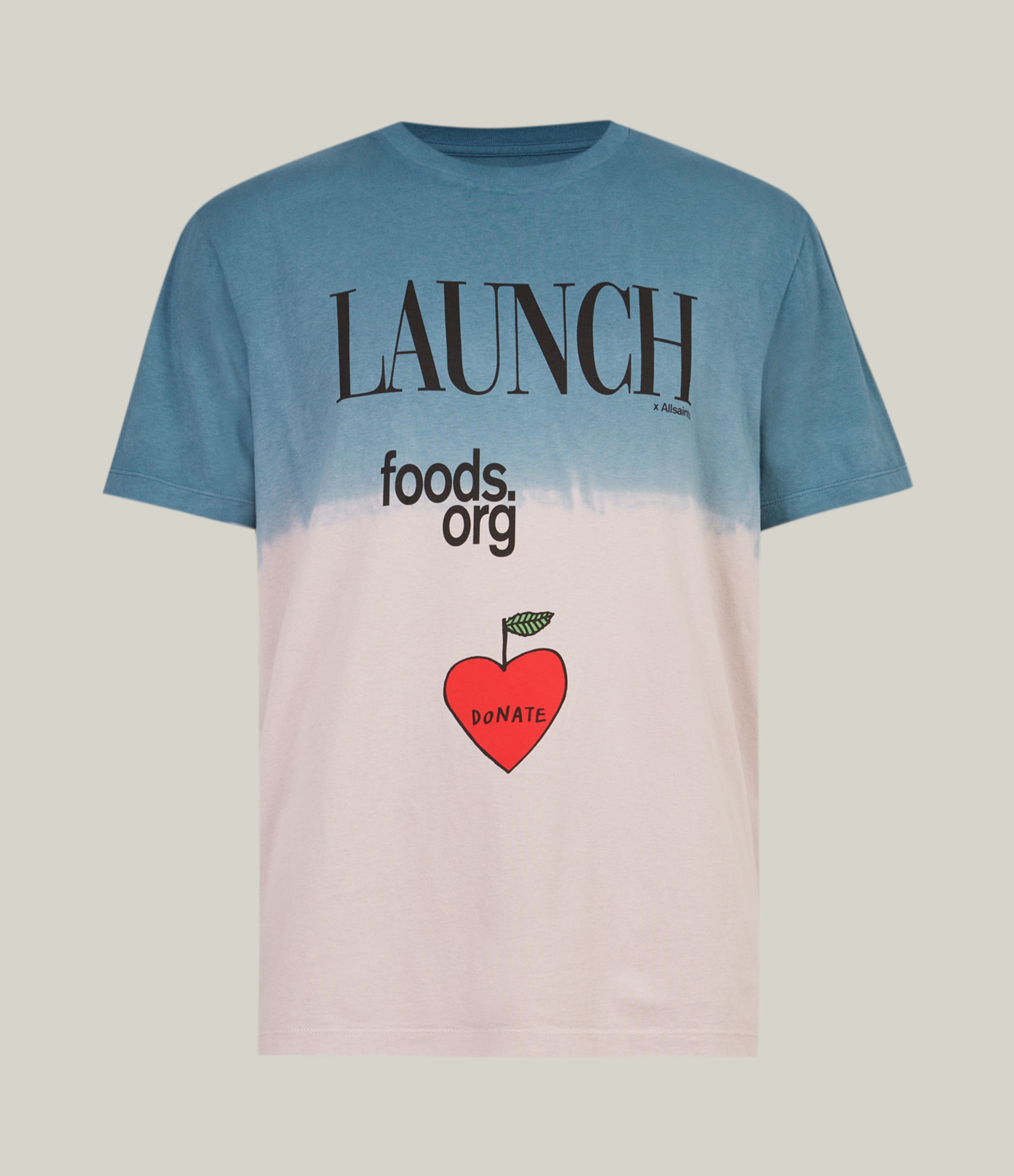 AllSaints Men's X Launch Foods Unisex Charity T-Shirt, Purple/Blue/Red, Size: L