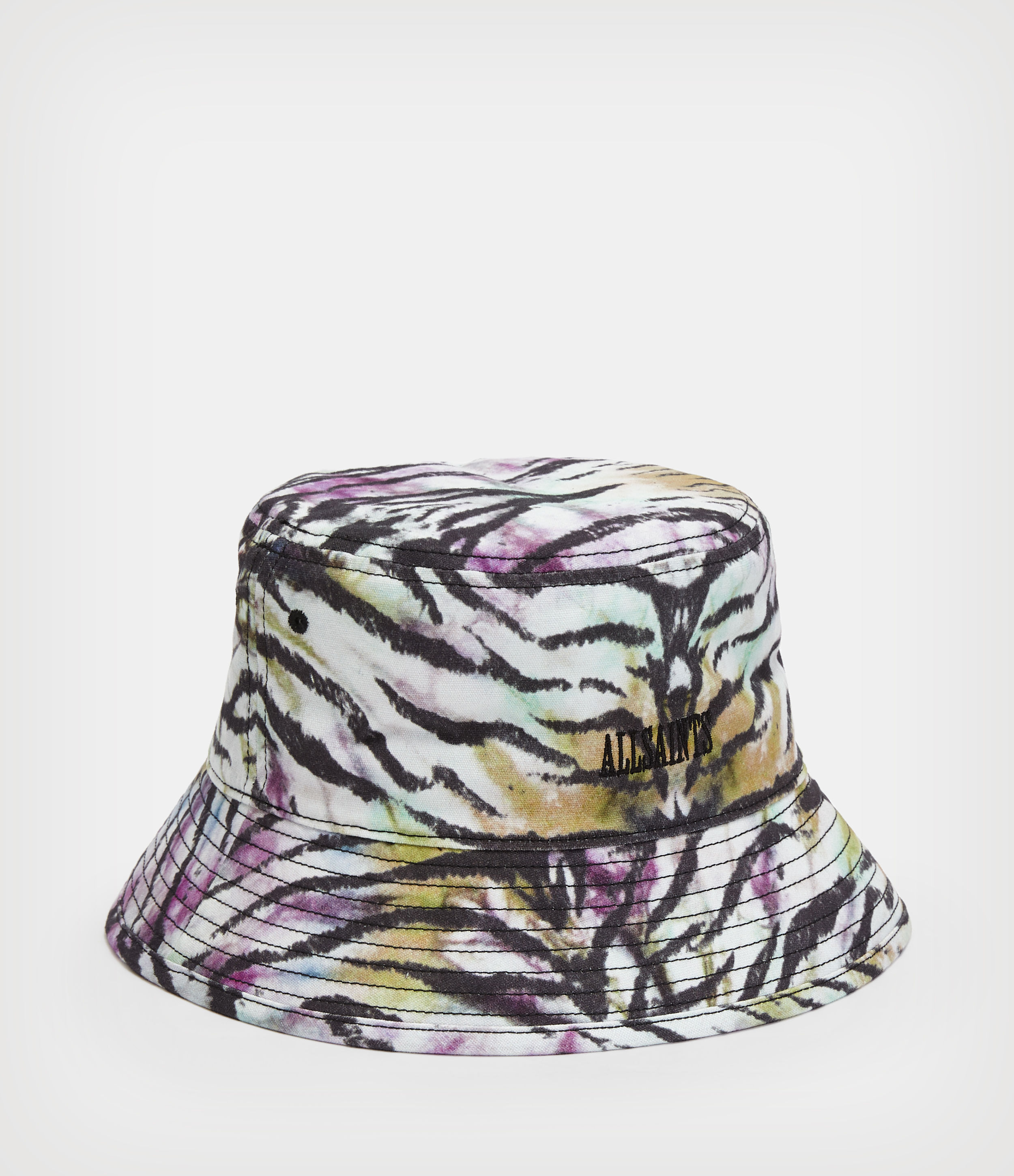 AllSaints Men's Tiedye Tiger Bucket Hat, Purple