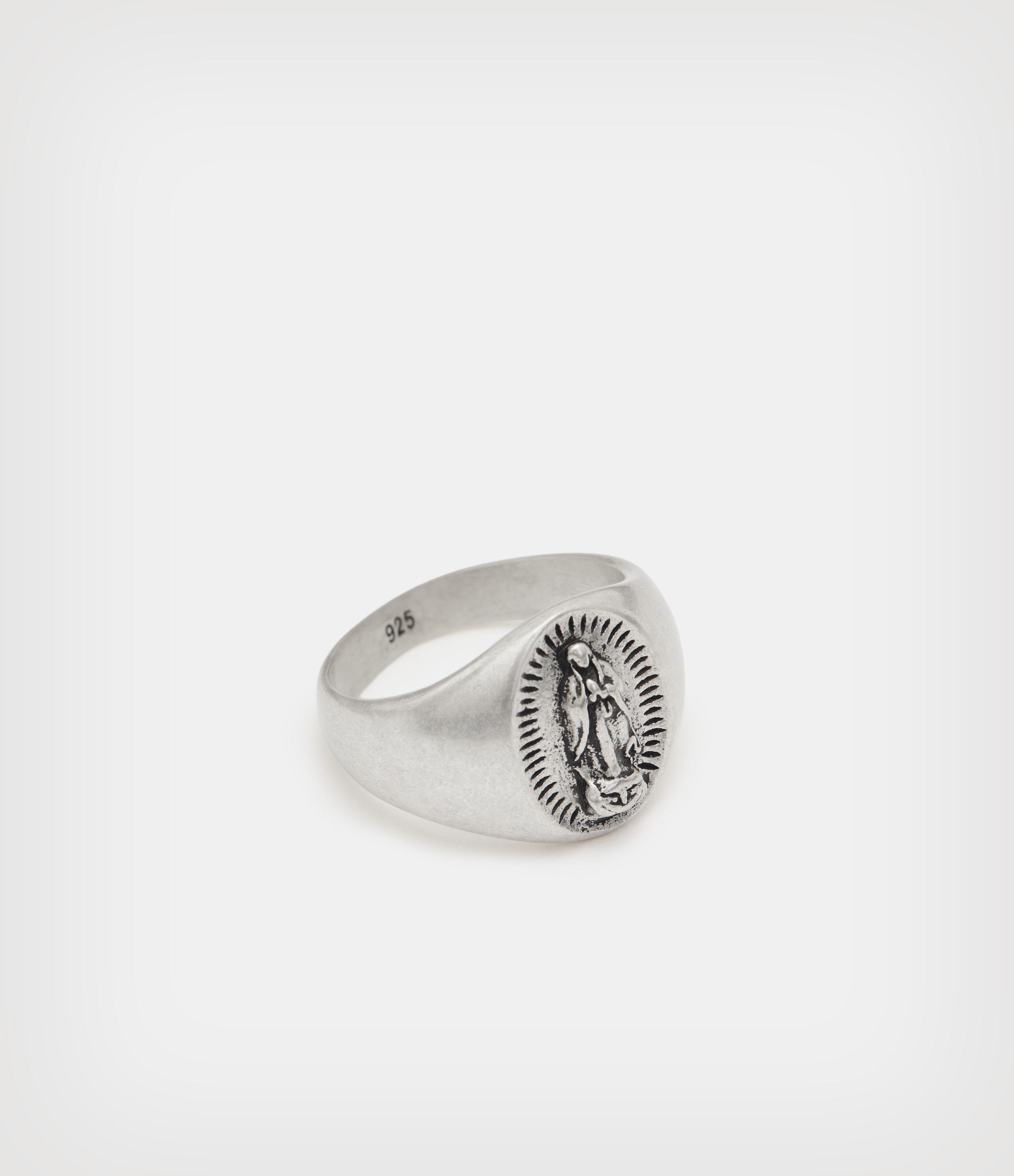 AllSaints Men's Saint Sterling Silver Ring, Warm Silver, Size: L