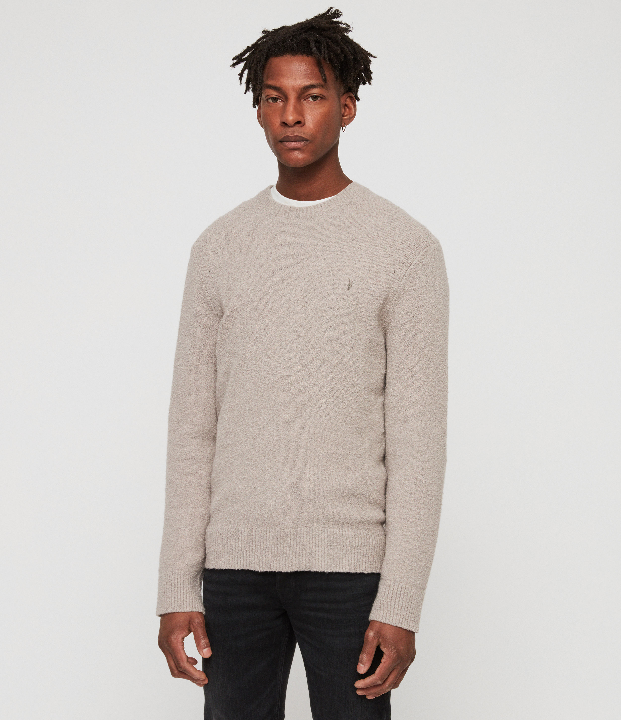 Allsaints Tolnar Crew Sweater In Pewter Grey Marl