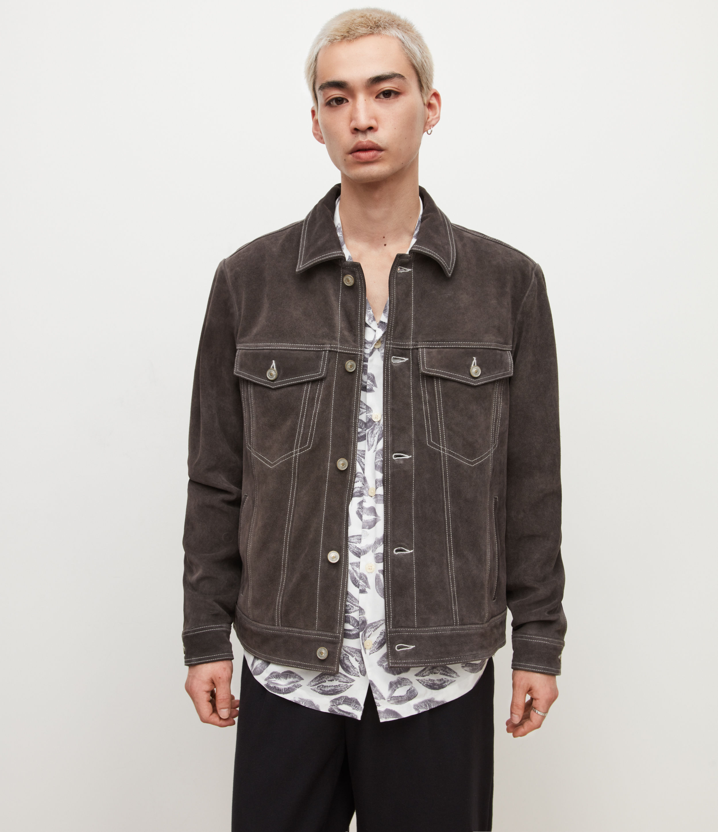 grey suede trucker jacket mens