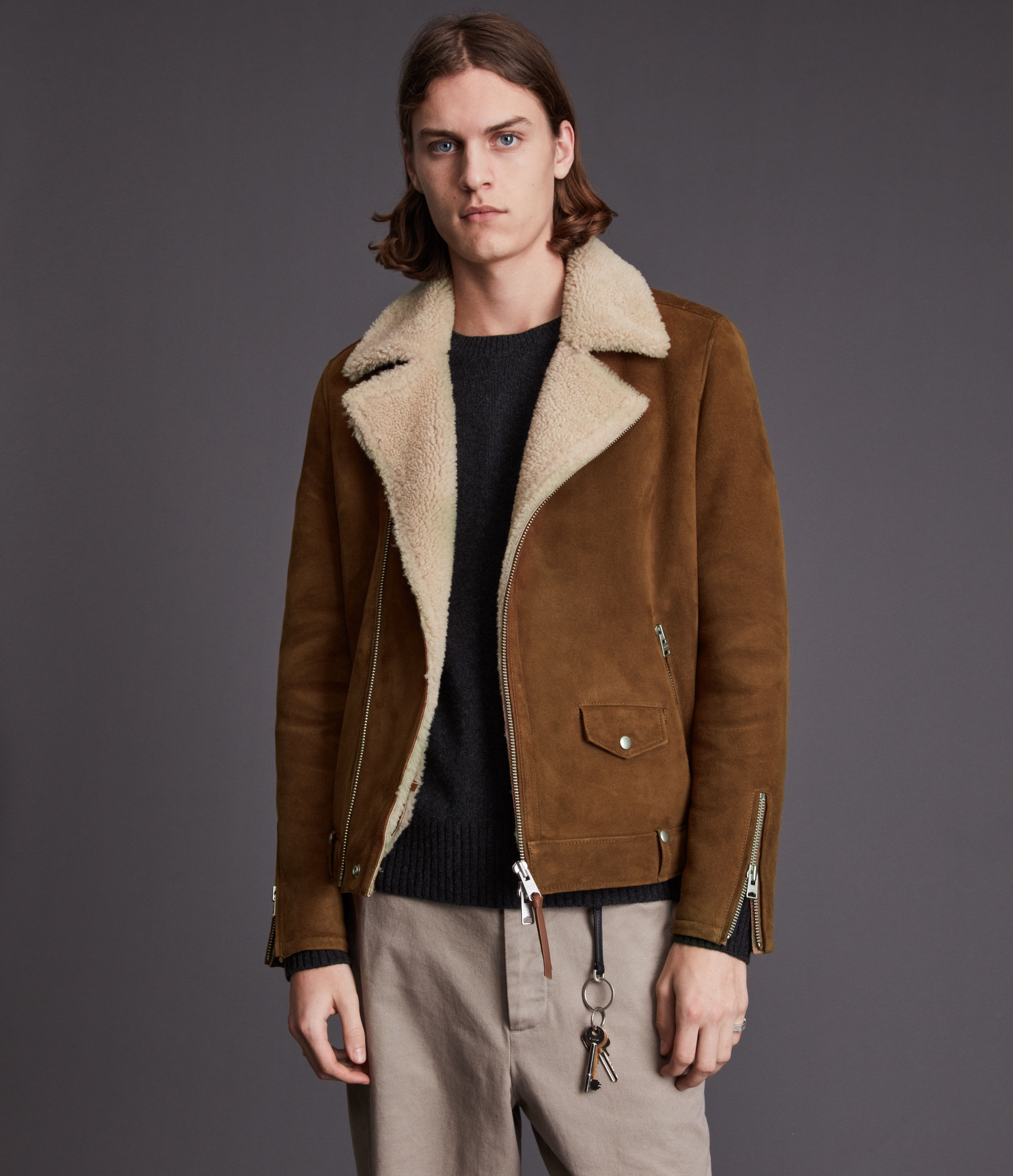 shearling biker jacket mens