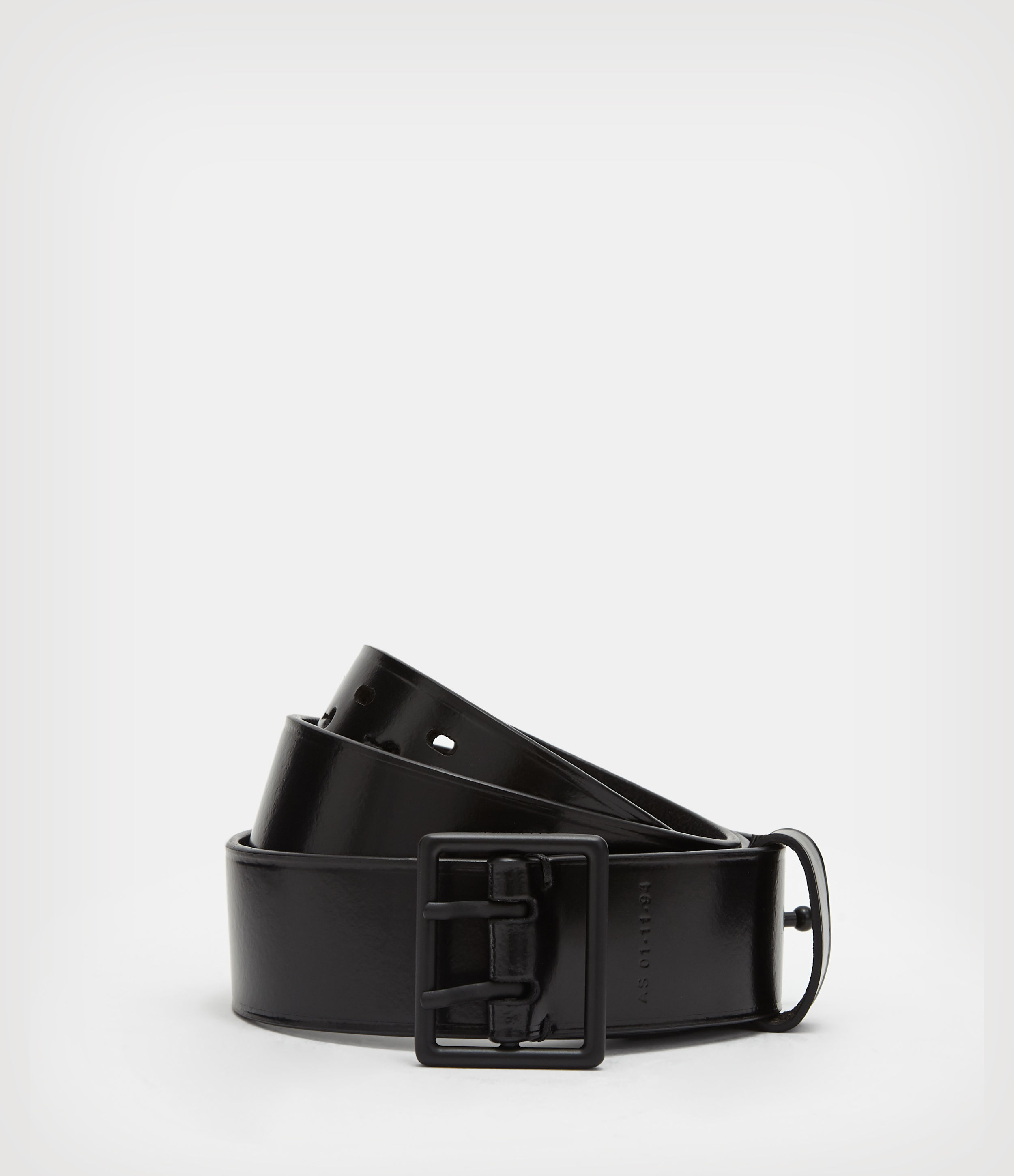 AllSaints Men's Bryce Leather Belt, Black, Size: 30