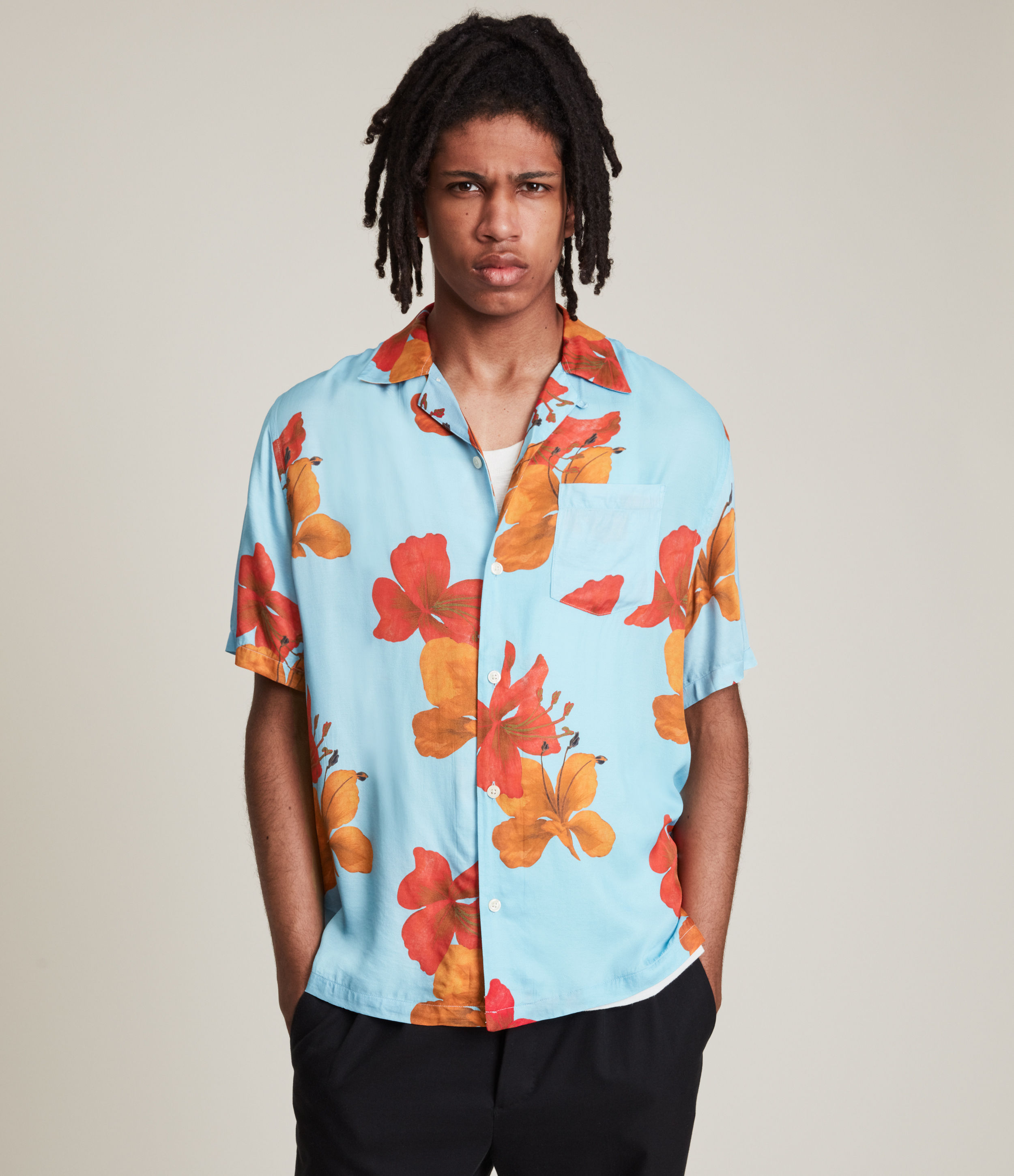 AllSaints Men's Kew Shirt, Cali Blue, Size: XS