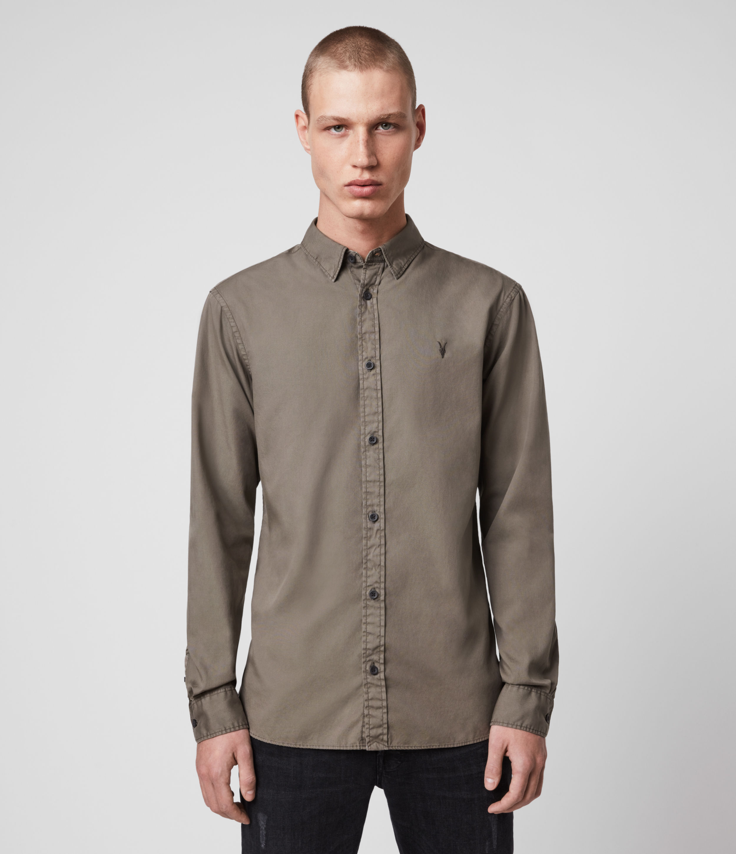 Allsaints Men's Redondo Long Sleeve Shirt In Tile Grey