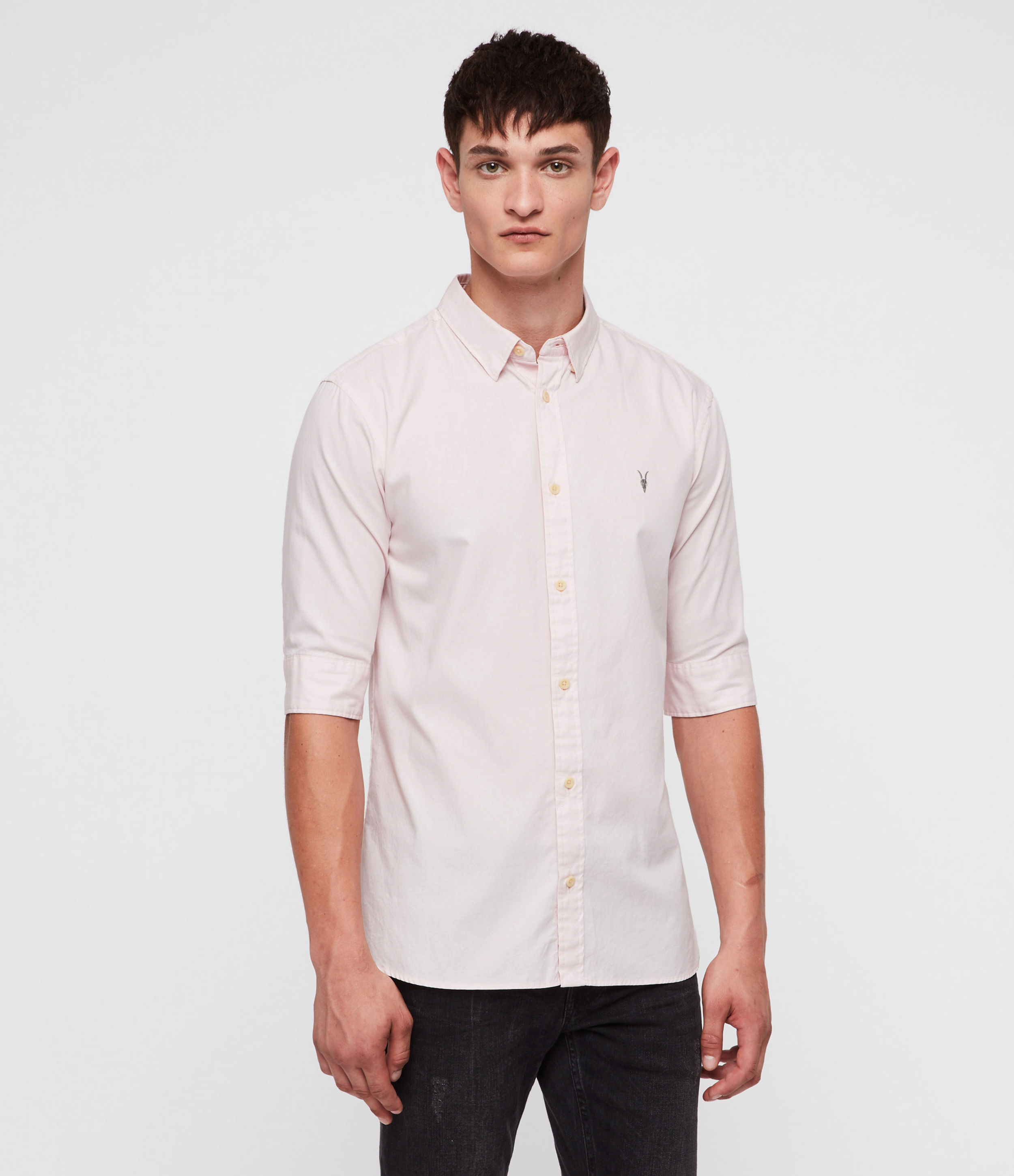 Allsaints Redondo Half-sleeved Shirt In Pink