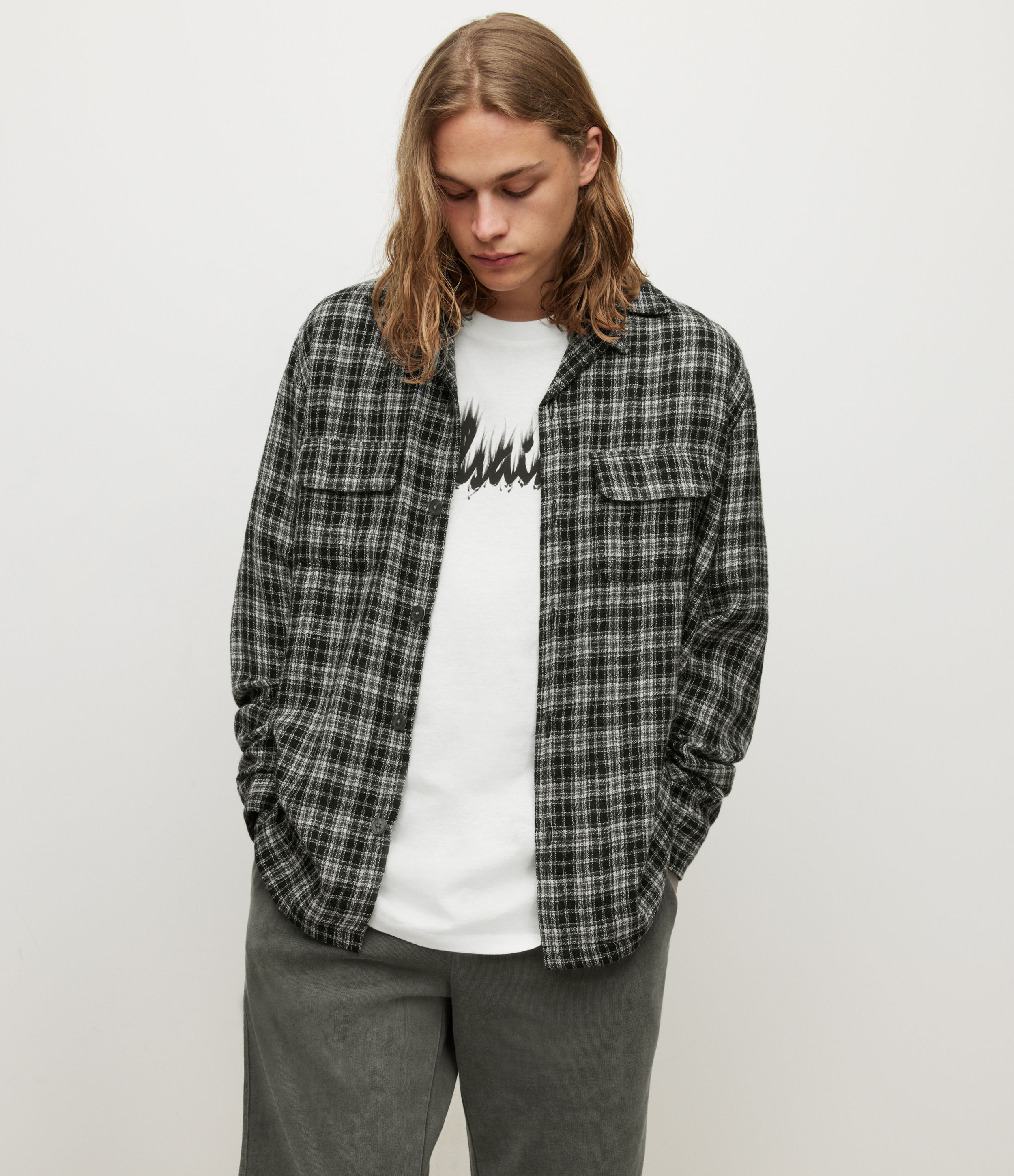 Allsaints Sonoma Plaid Relaxed Fit Shirt In Black | ModeSens