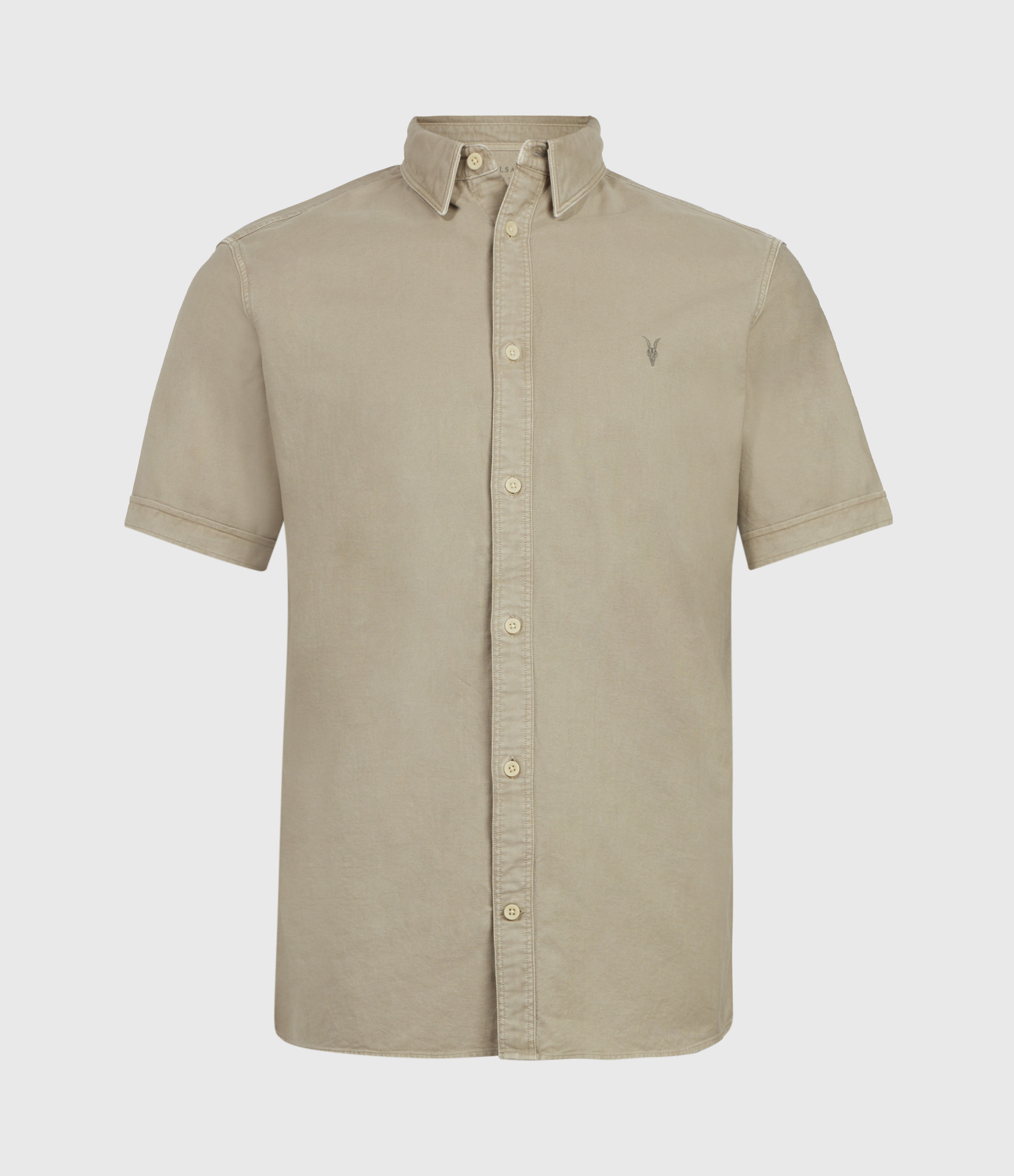 Allsaints Men's Huntingdon Short Sleeve Shirt In Safari Taupe