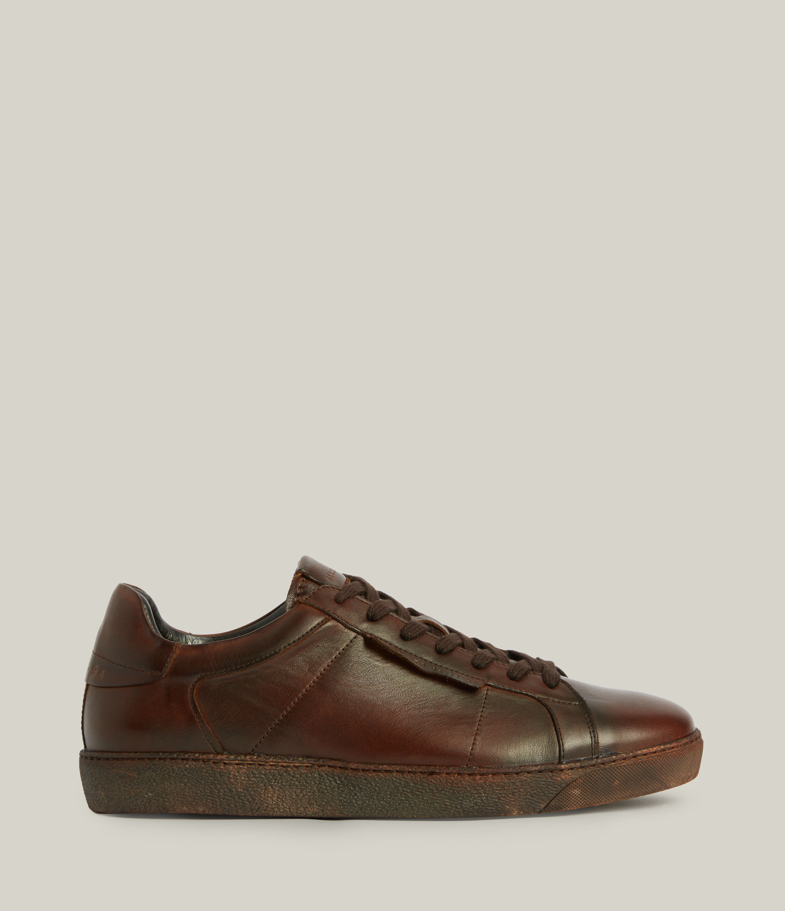 AllSaints Men's Sheer Low Top Leather Trainers, Bitter Chocolate, Size: UK 11/US 12/EU 45