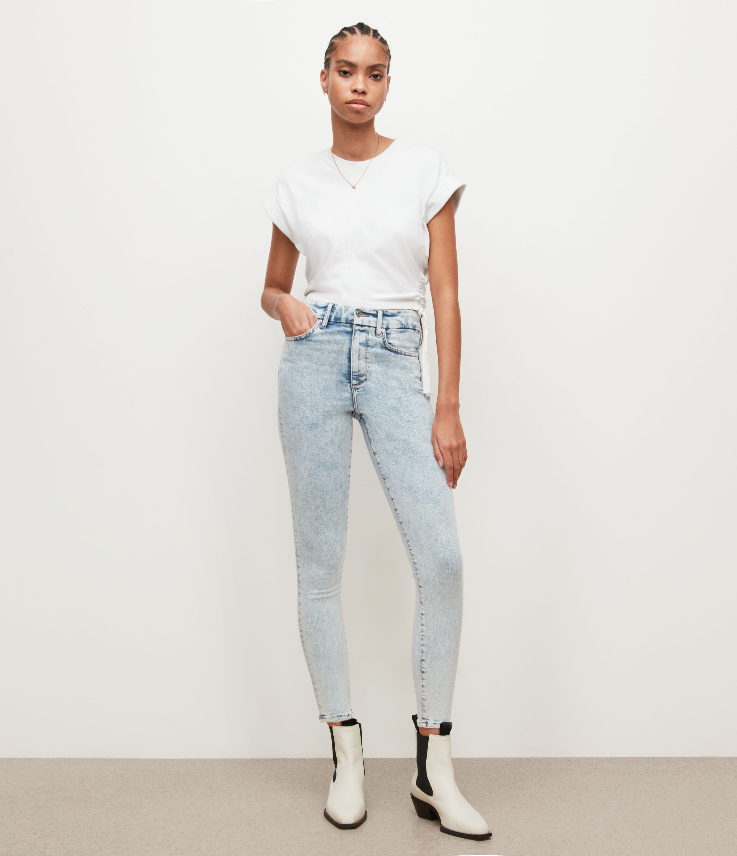 AllSaints Women's Dax High-Rise Skinny Jeans, Snow Indigo, Size: 25