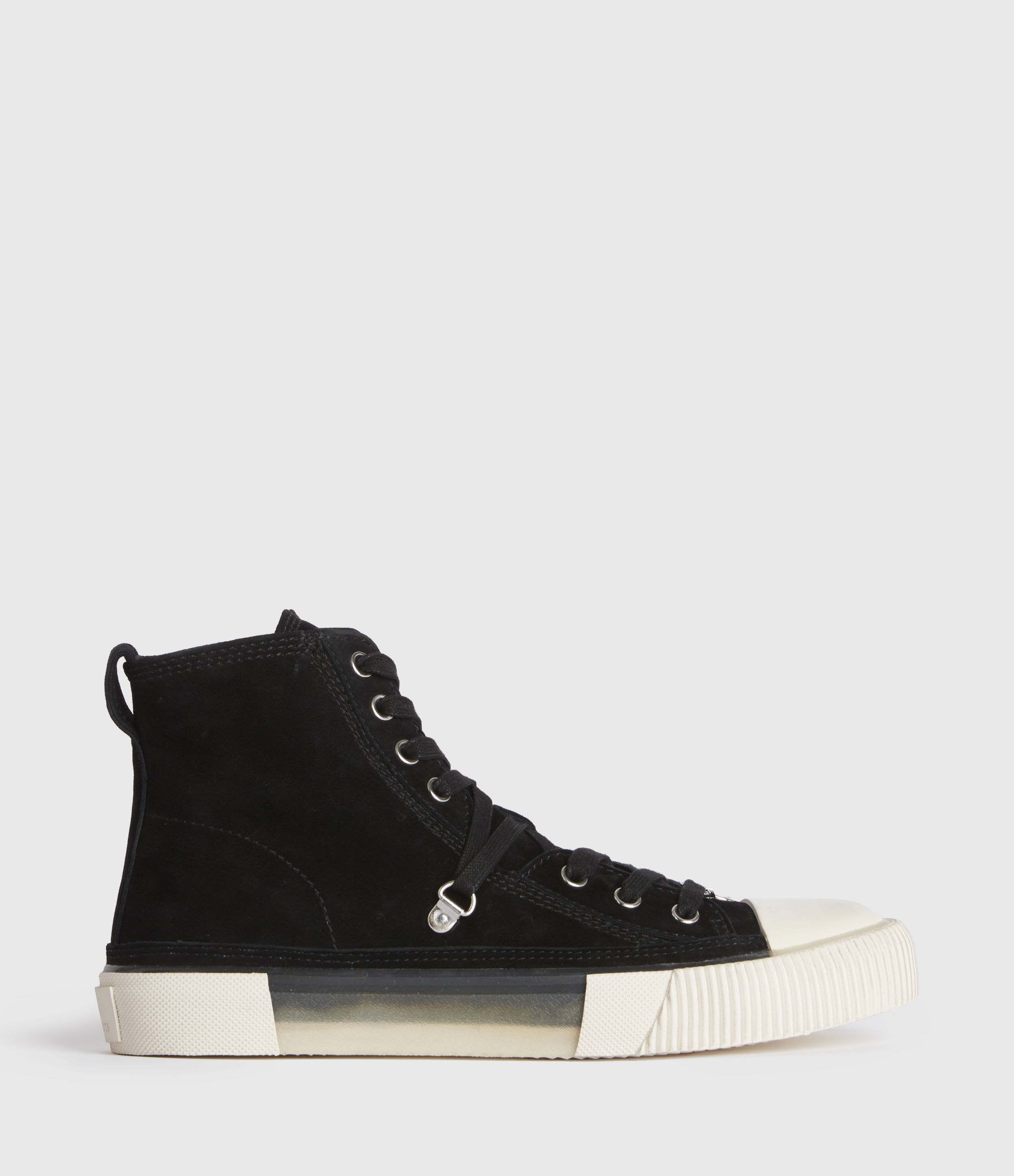 Allsaints Elena High Top Suede Trainers In Black
