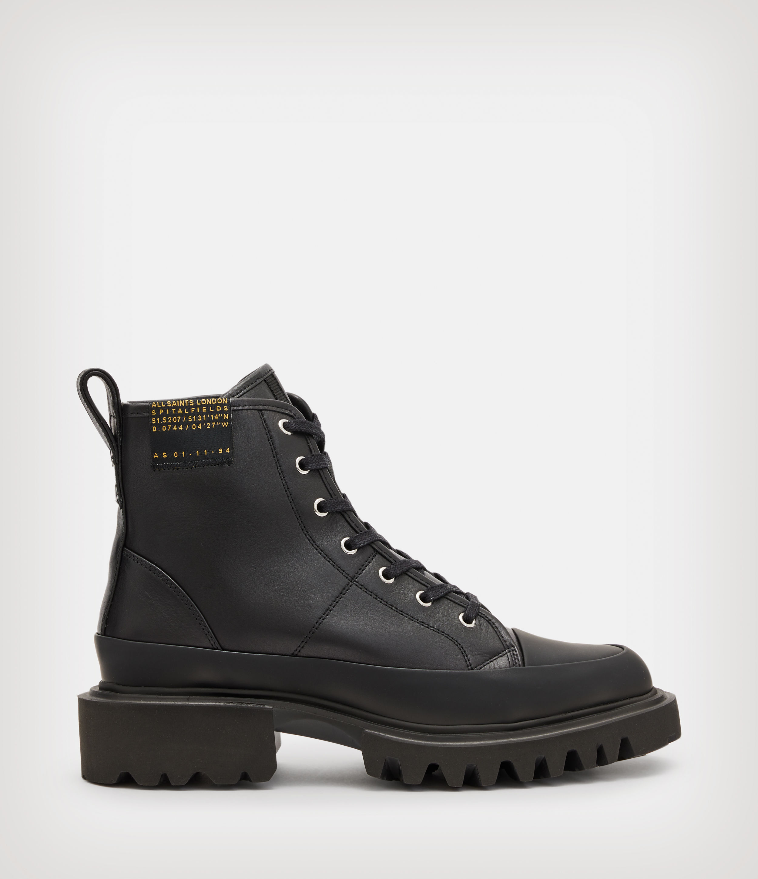 AllSaints Women’s Myla Leather Combat Boots, Black, Size: UK 6/US 9/EU 39