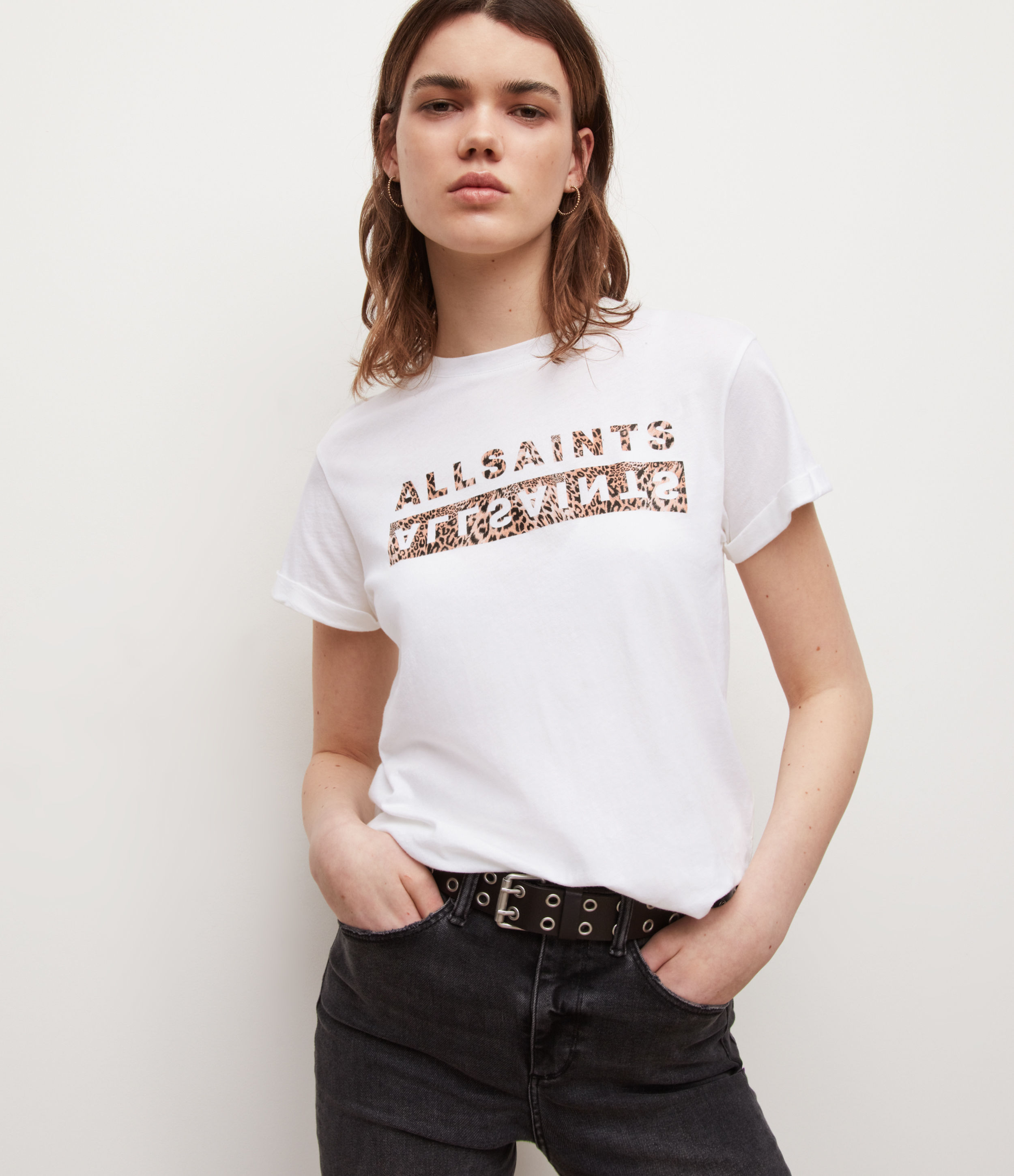 Image of AllSaints Juxta Anna T-Shirt Womens Optic White Size: Size 10
