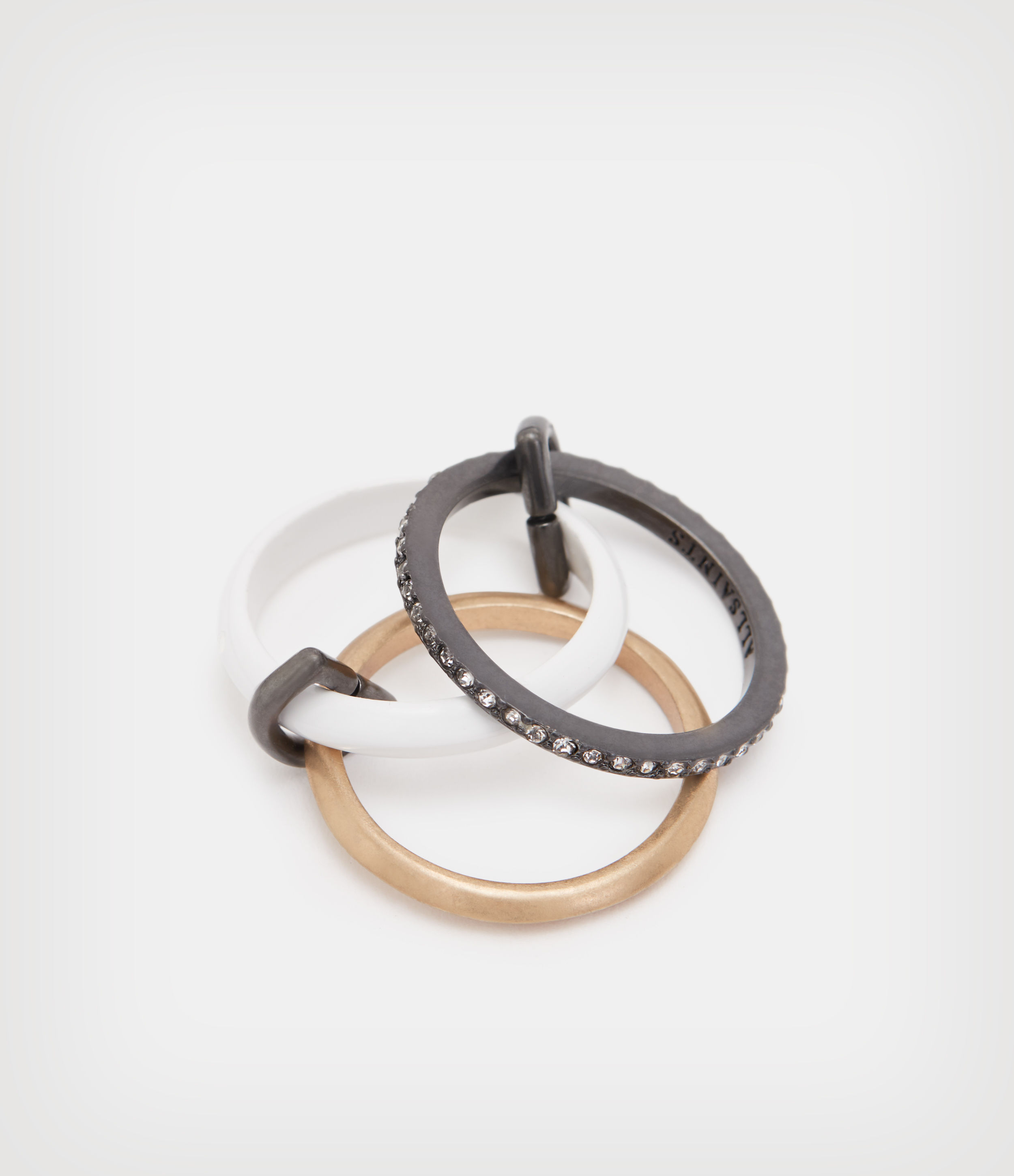 Image of AllSaints Lacie Ring Set Womens CRYSTAL/MIX Size: M