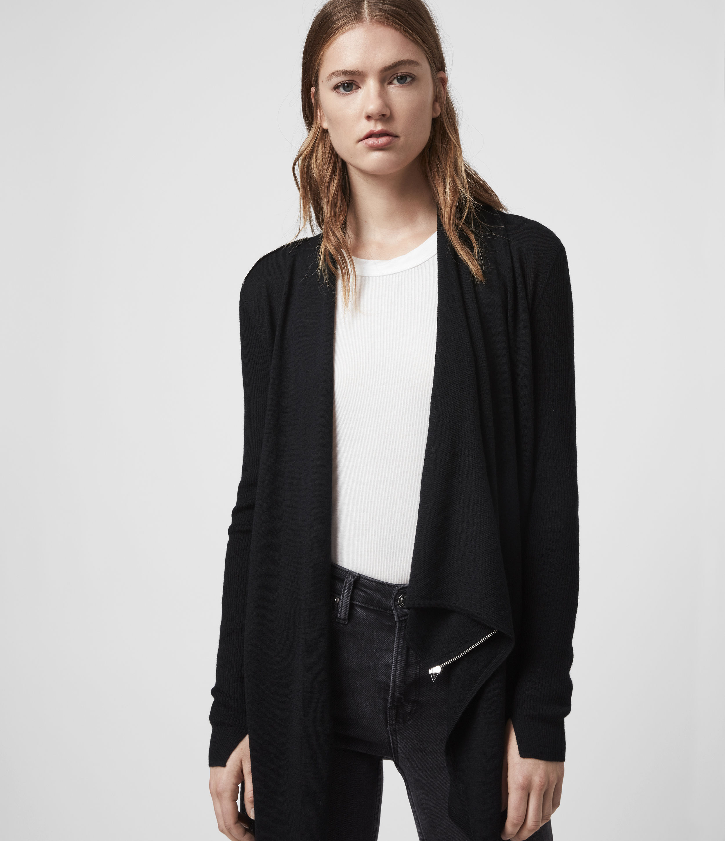 allsaints drina ribbed cardigan