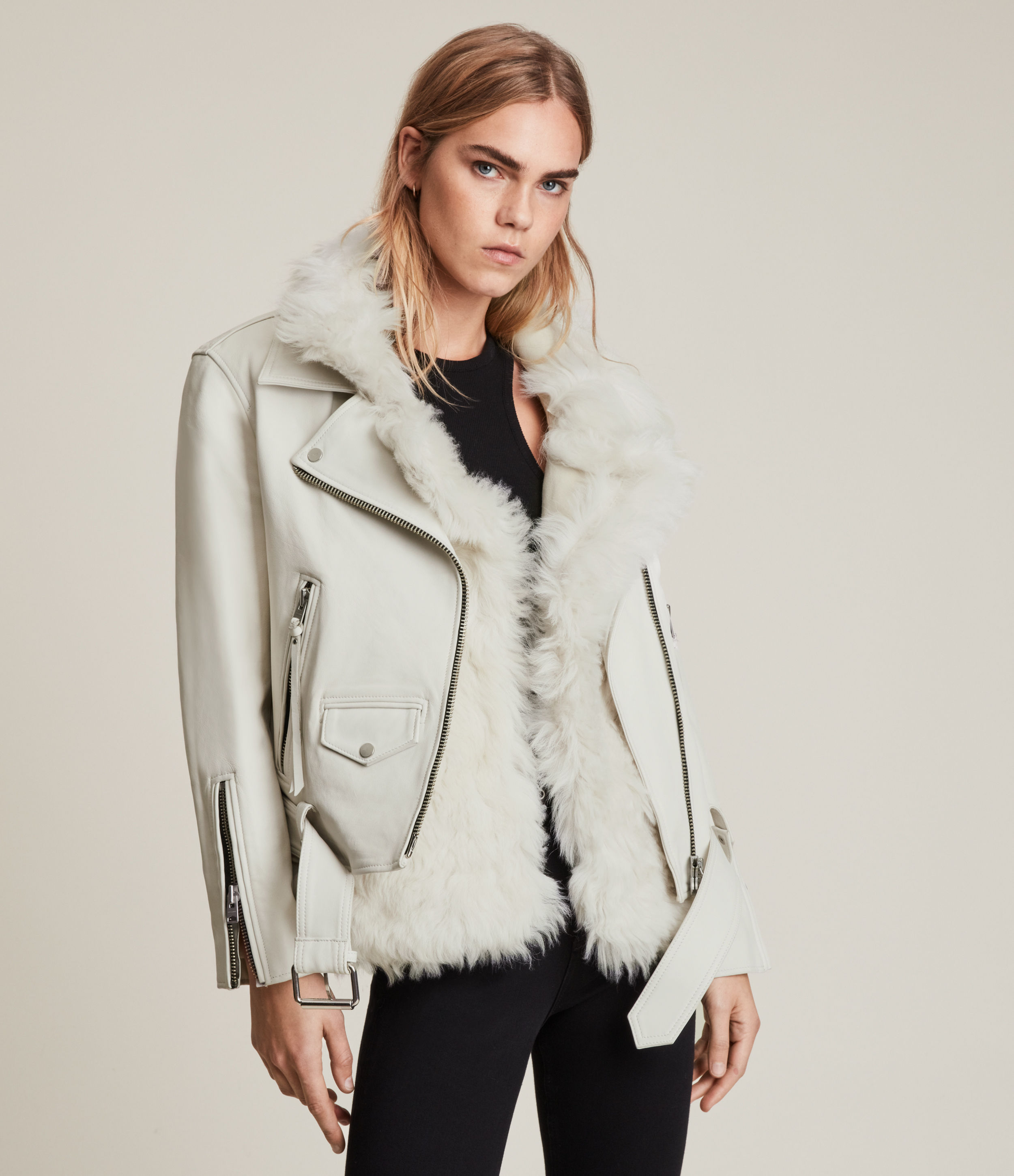 allsaints luna shearling jacket