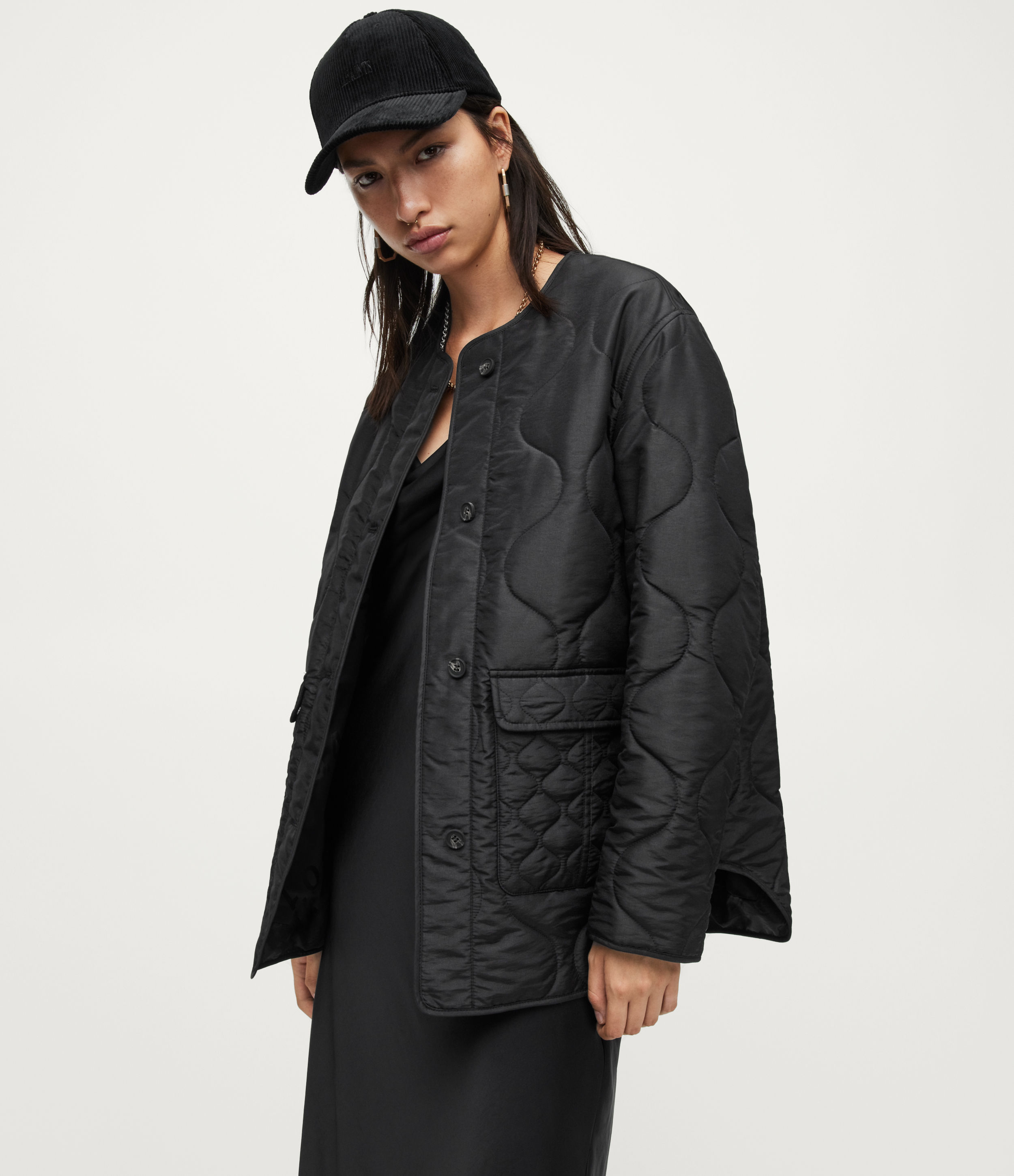 AllSaints Women's Foxi Liner Jacket, Black, Size: 12