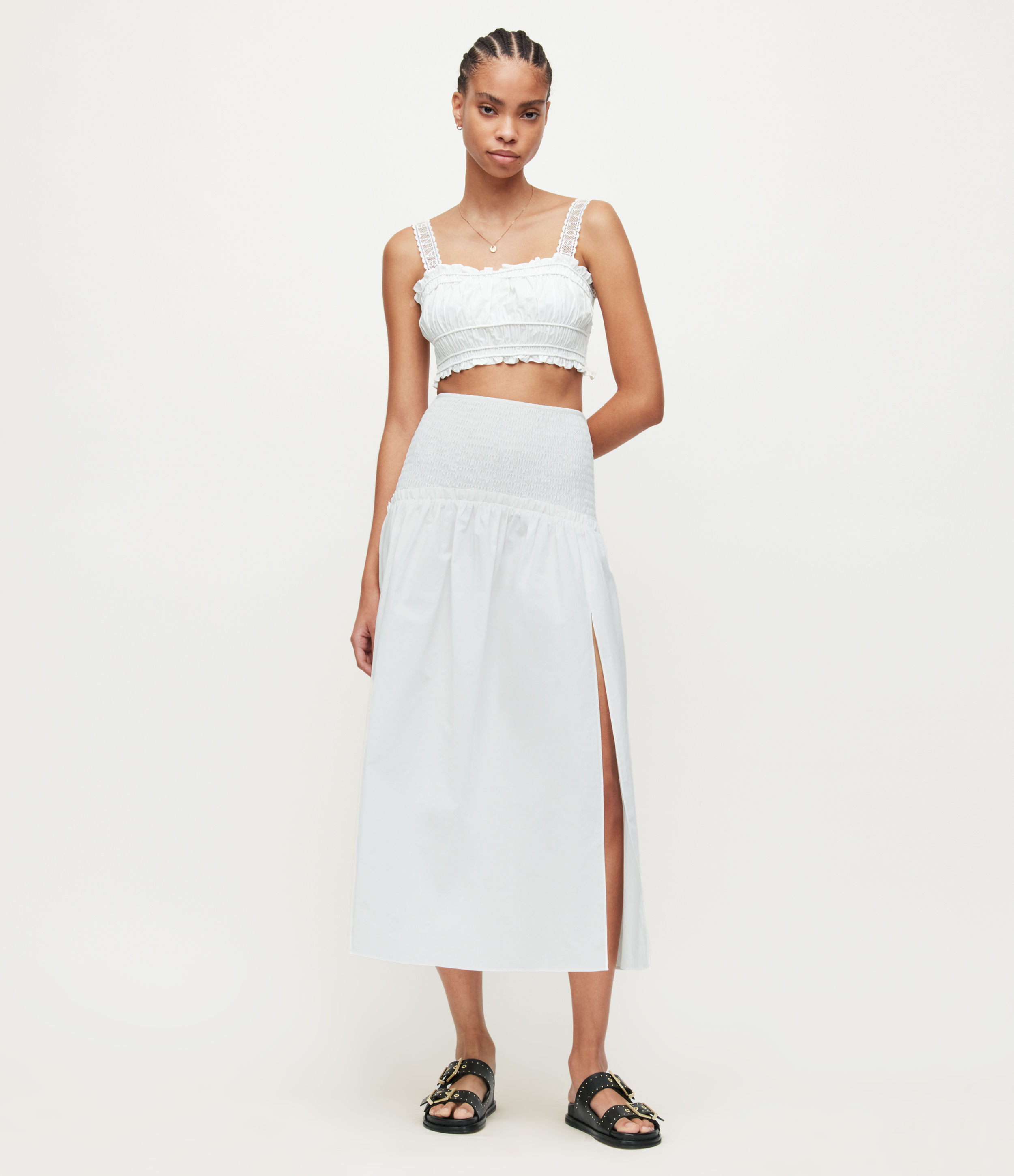 AllSaints Women's Alex Gathered Maxi Skirt, Chalk White, Size: 12
