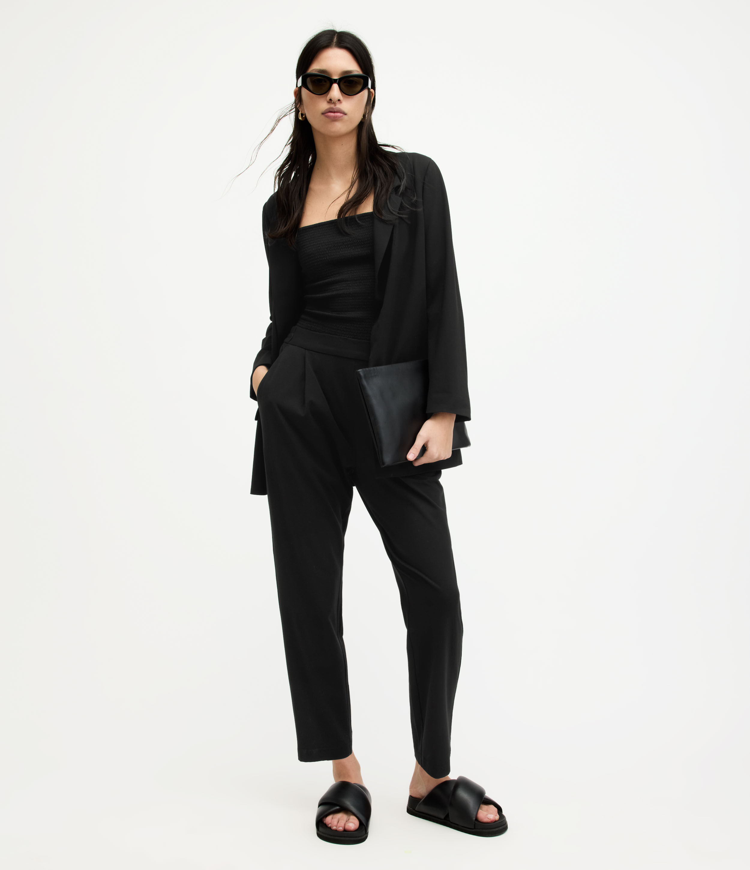 AllSaints Women's Aleida Jersey Trousers, Black, Size: 12